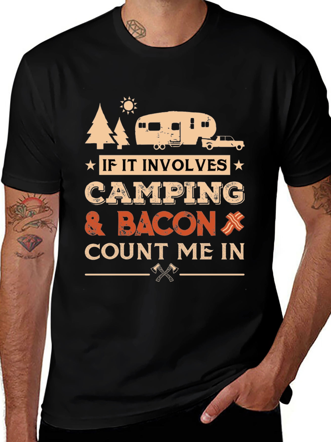 Camping & Bacon T-Shirt - Count Me In!