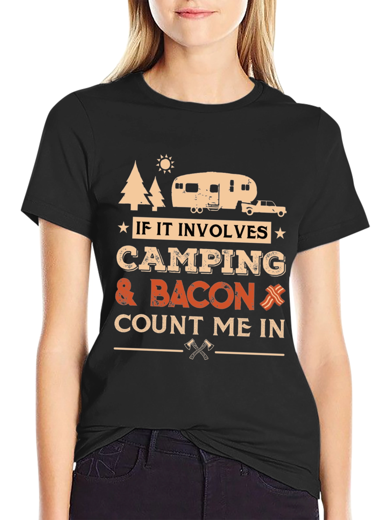 Camping & Bacon T-Shirt - Count Me In!