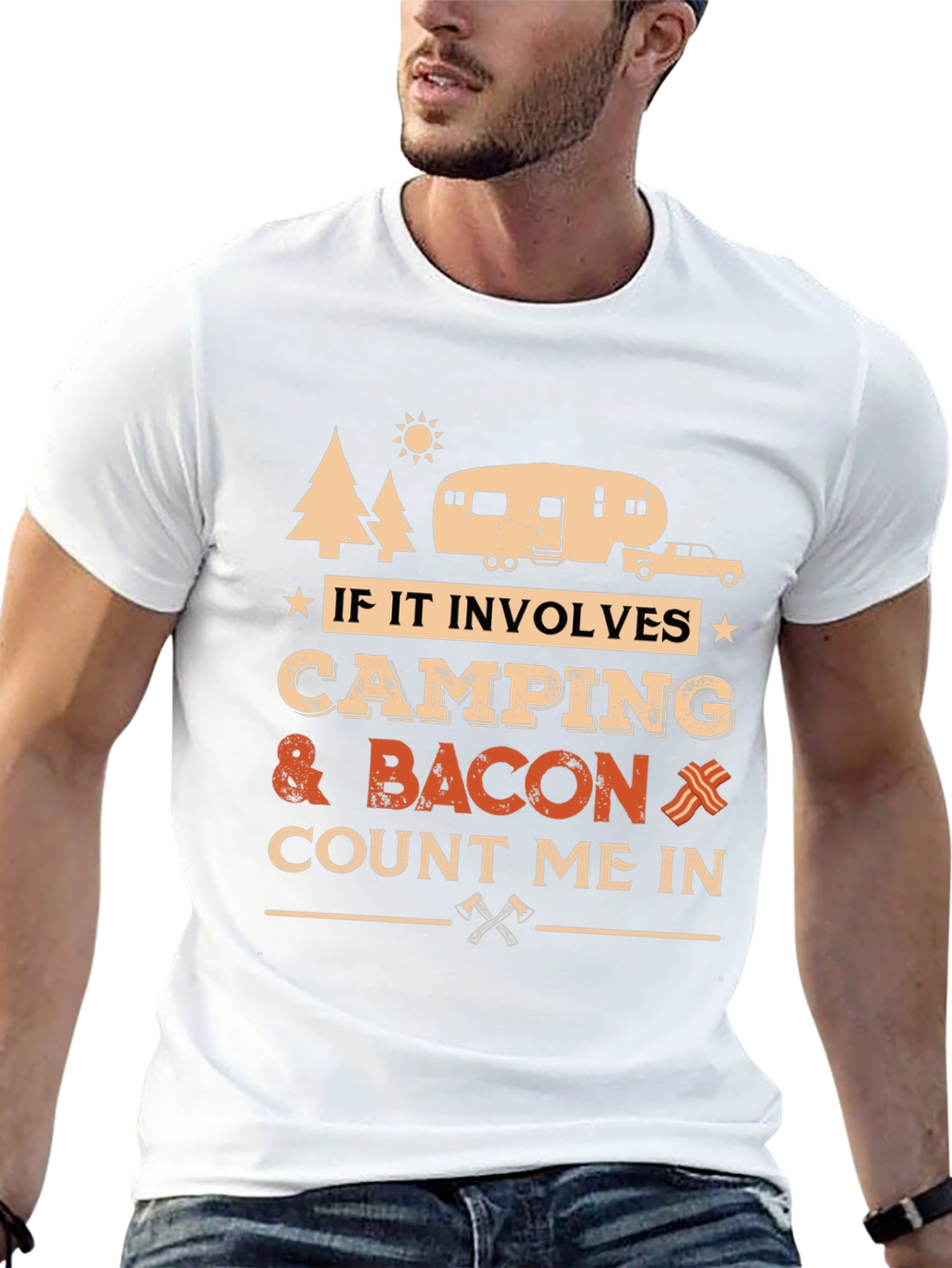 Camping & Bacon T-Shirt - Count Me In!