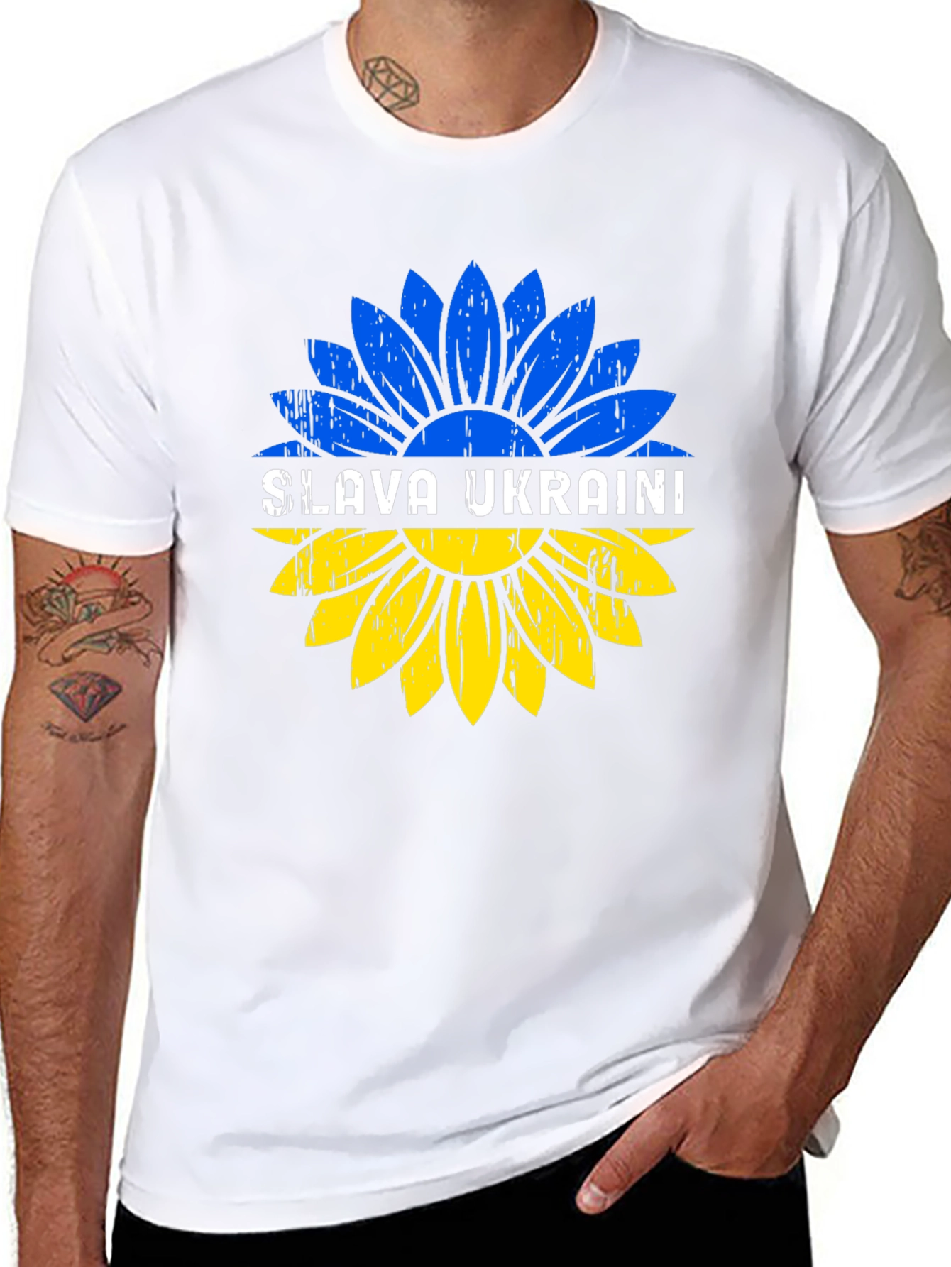 Slava Ukraini Sunflower Graphic Tee - Black