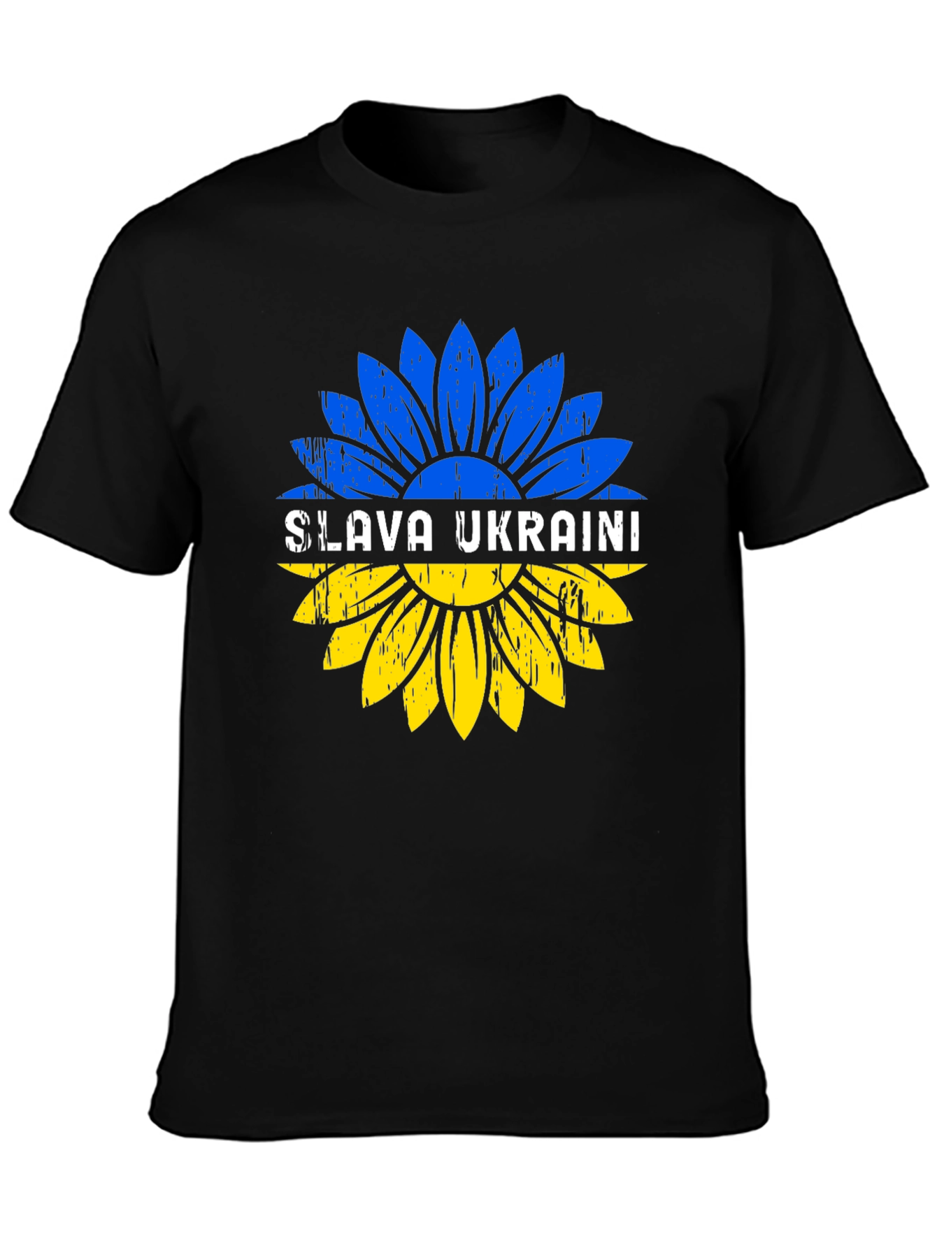 Slava Ukraini Sunflower Graphic Tee - Black