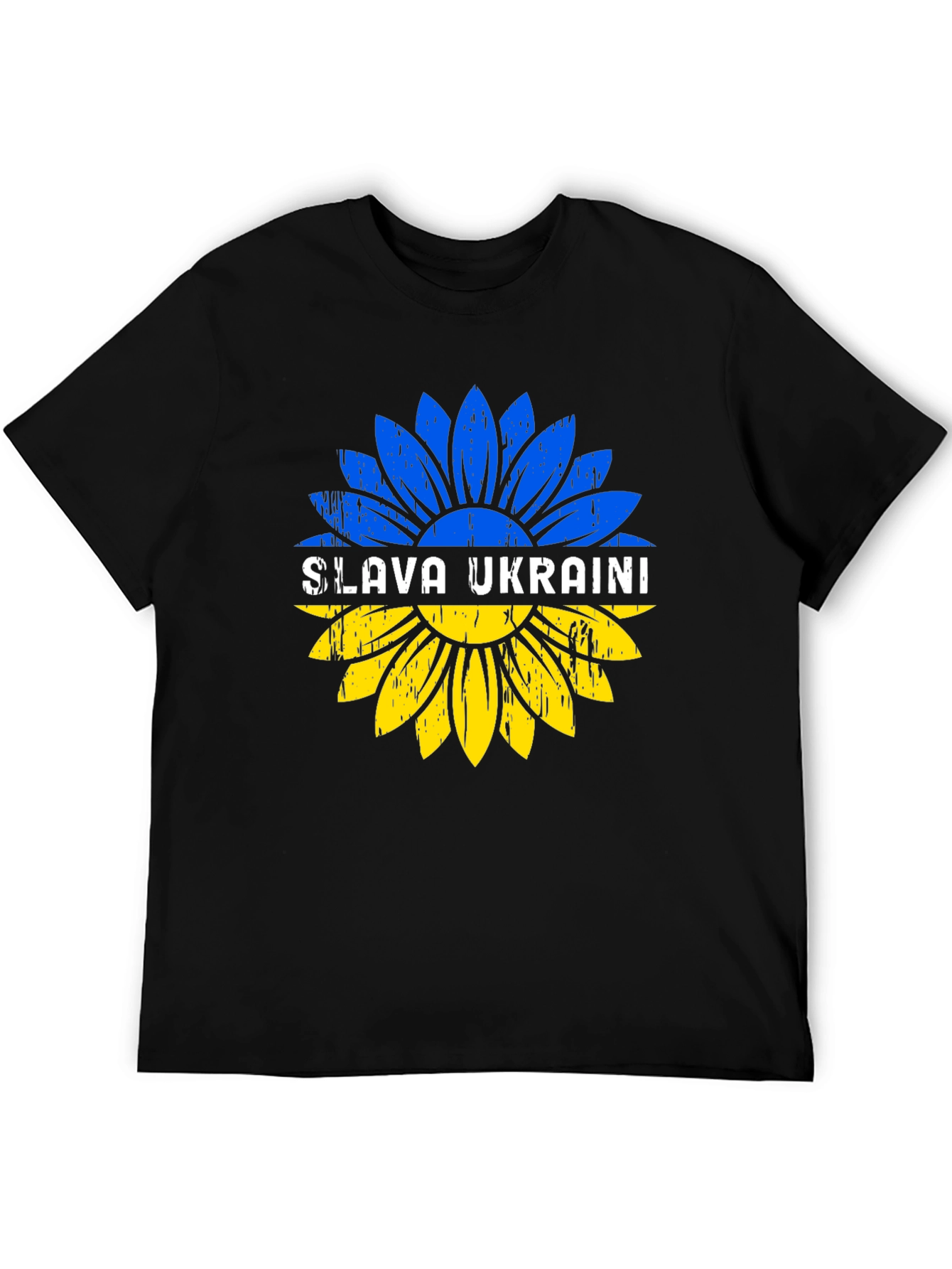 Slava Ukraini Sunflower Graphic Tee - Black
