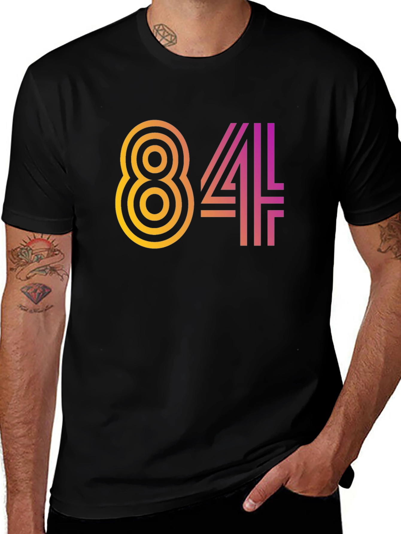 Retro 84 Graphic Tee - Black Cotton Blend