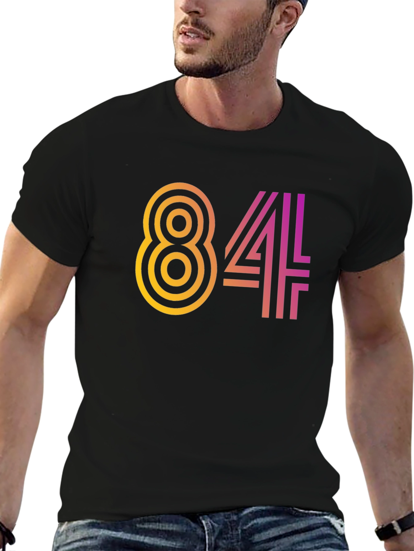 Retro 84 Graphic Tee - Black Cotton Blend