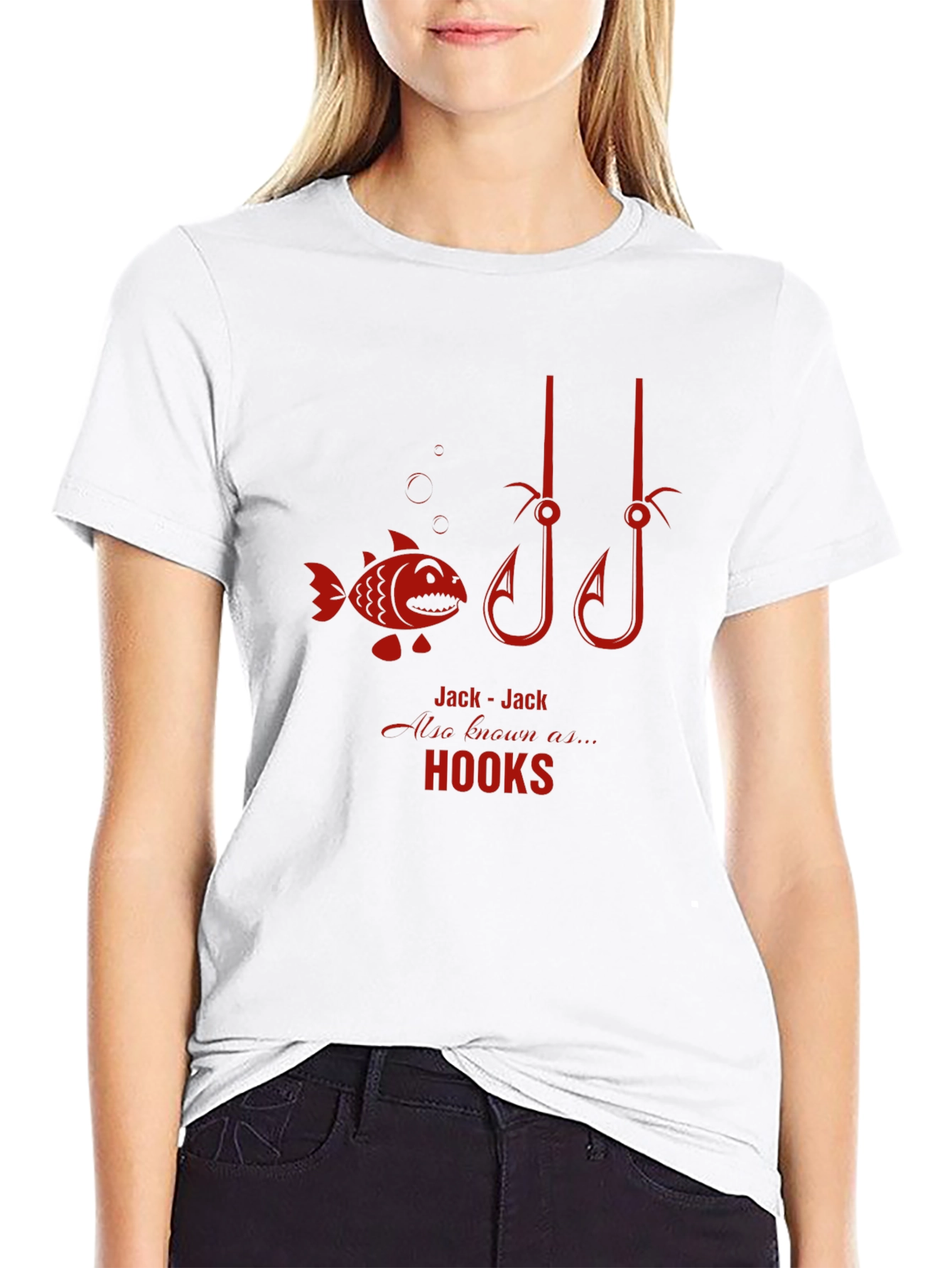 Jack-Jack Hooks Black T-Shirt - Fishing Humor