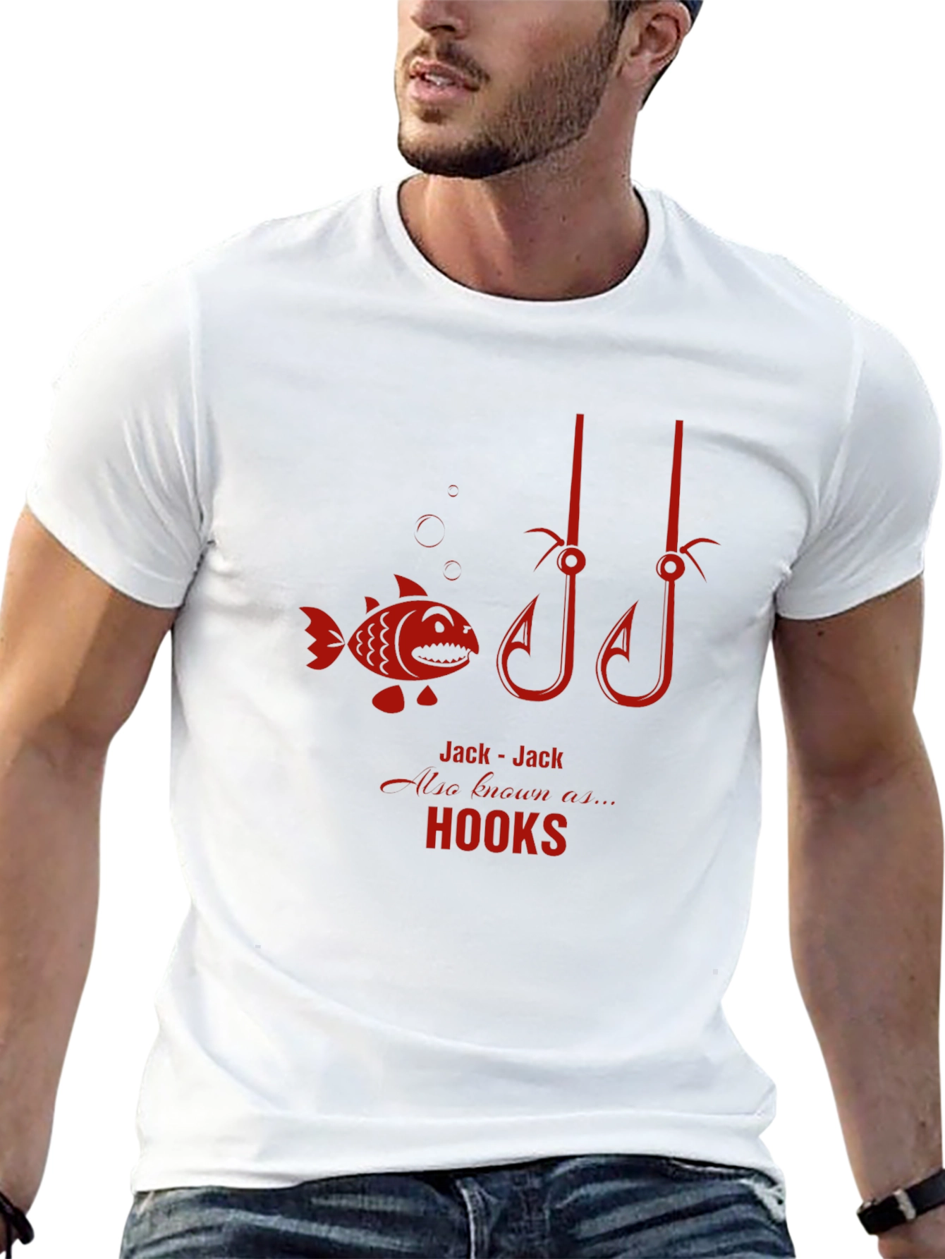 Jack-Jack Hooks Black T-Shirt - Fishing Humor