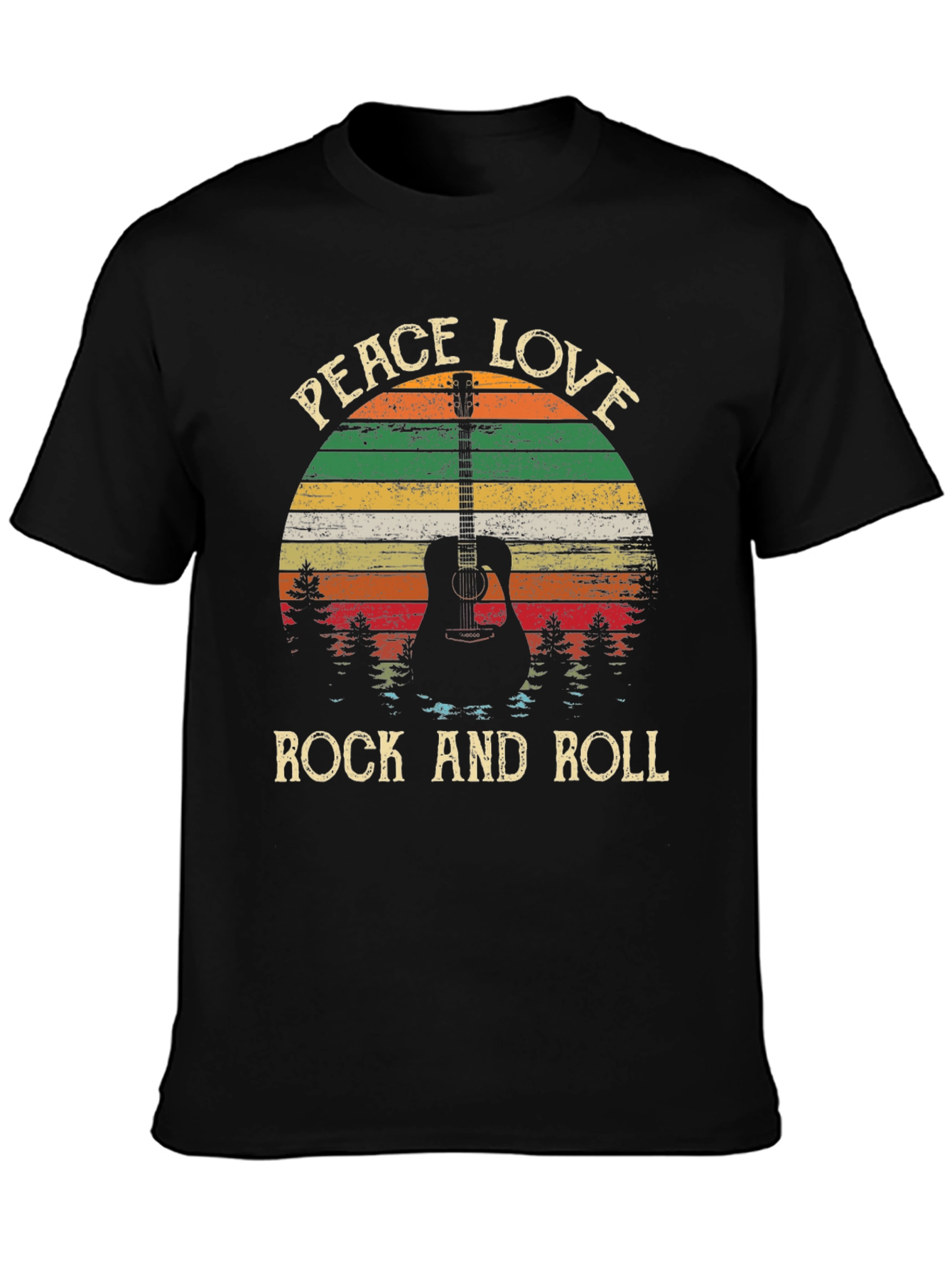 Peace Love Rock and Roll Guitar T-Shirt