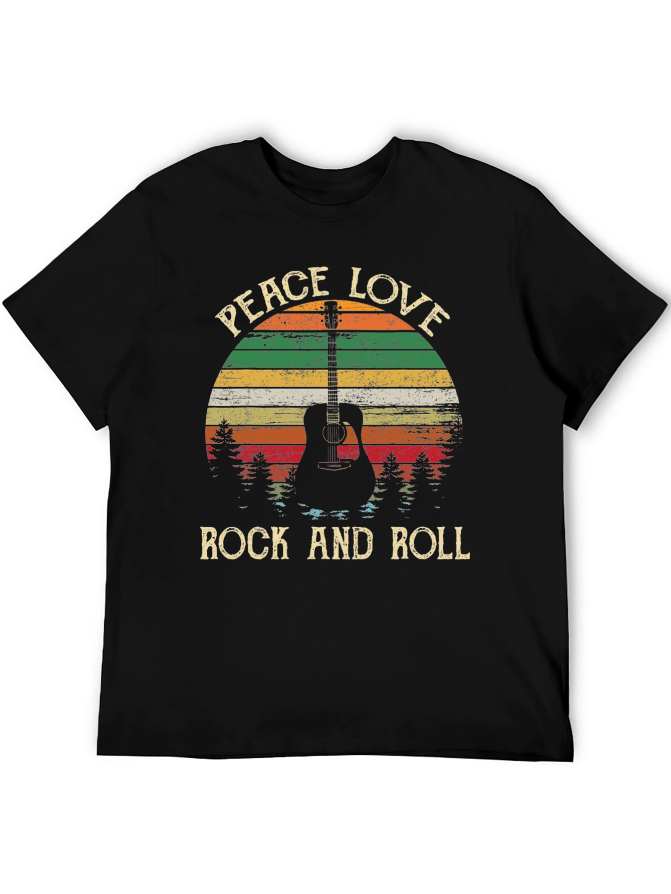 Peace Love Rock and Roll Guitar T-Shirt