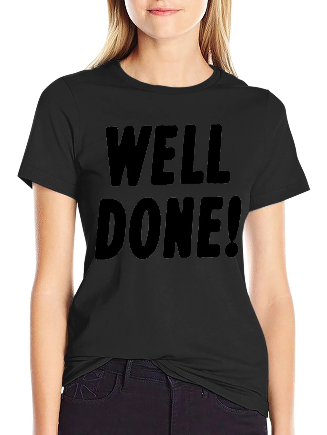 Well Done! Black Graphic Tee - Mens Crew Neck