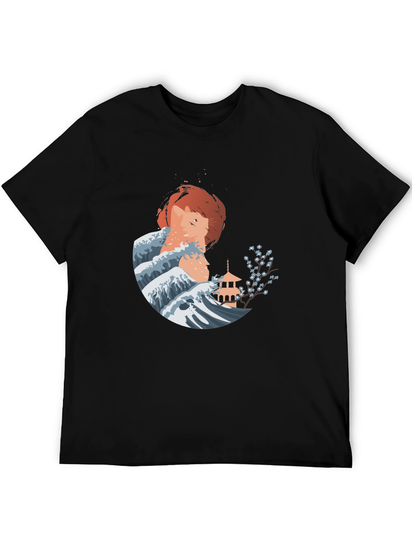 Japanese Wave Cat Graphic Tee