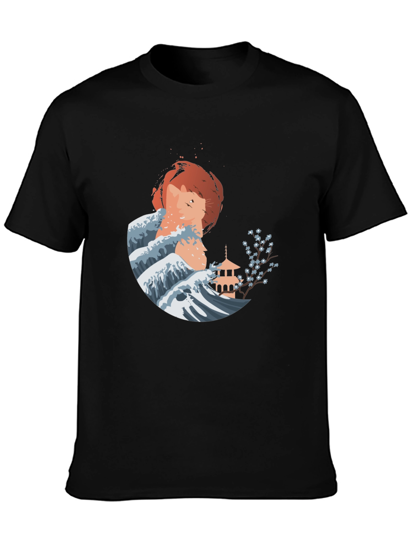 Japanese Wave Cat Graphic Tee