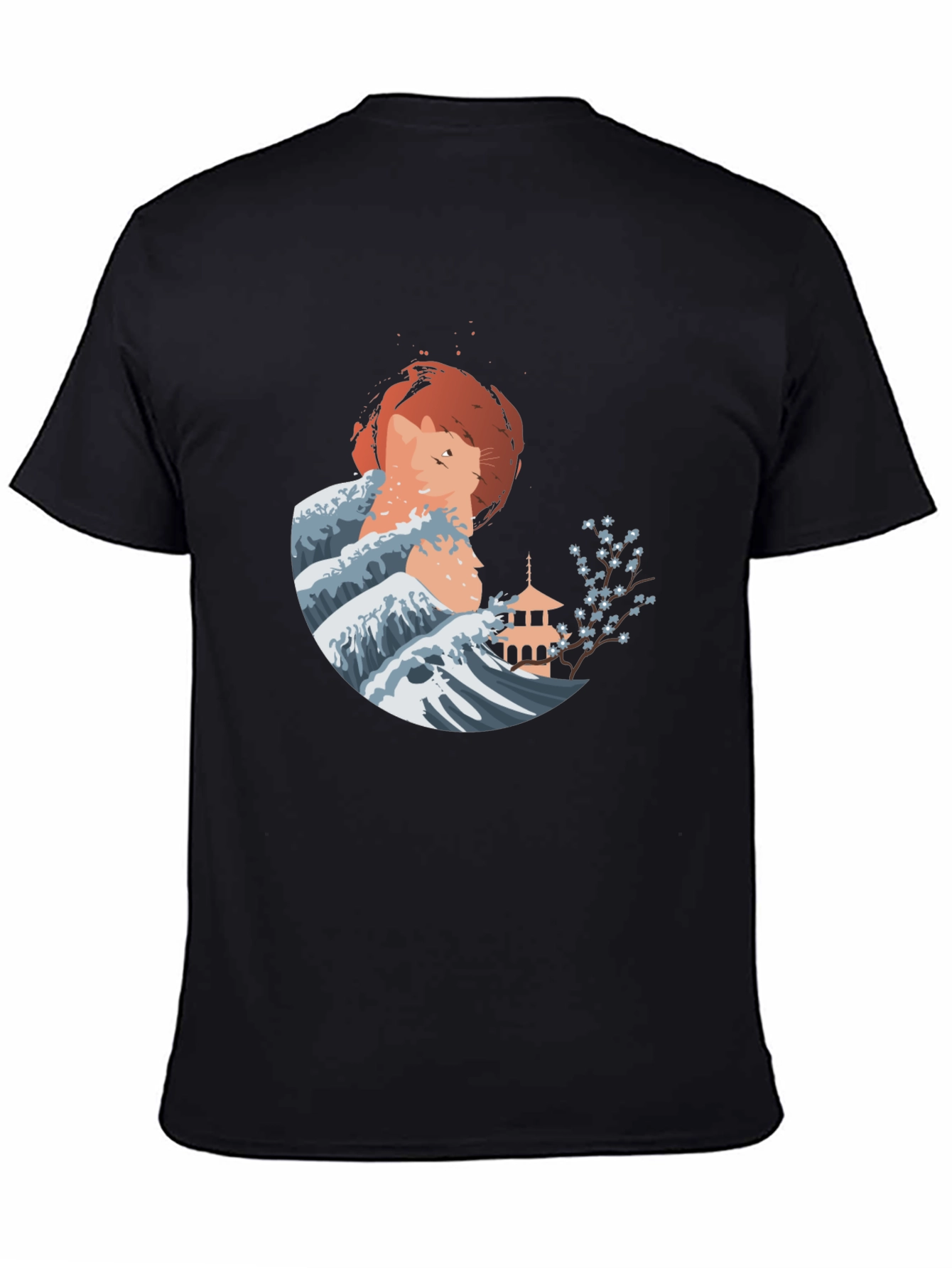 Japanese Wave Cat Graphic Tee