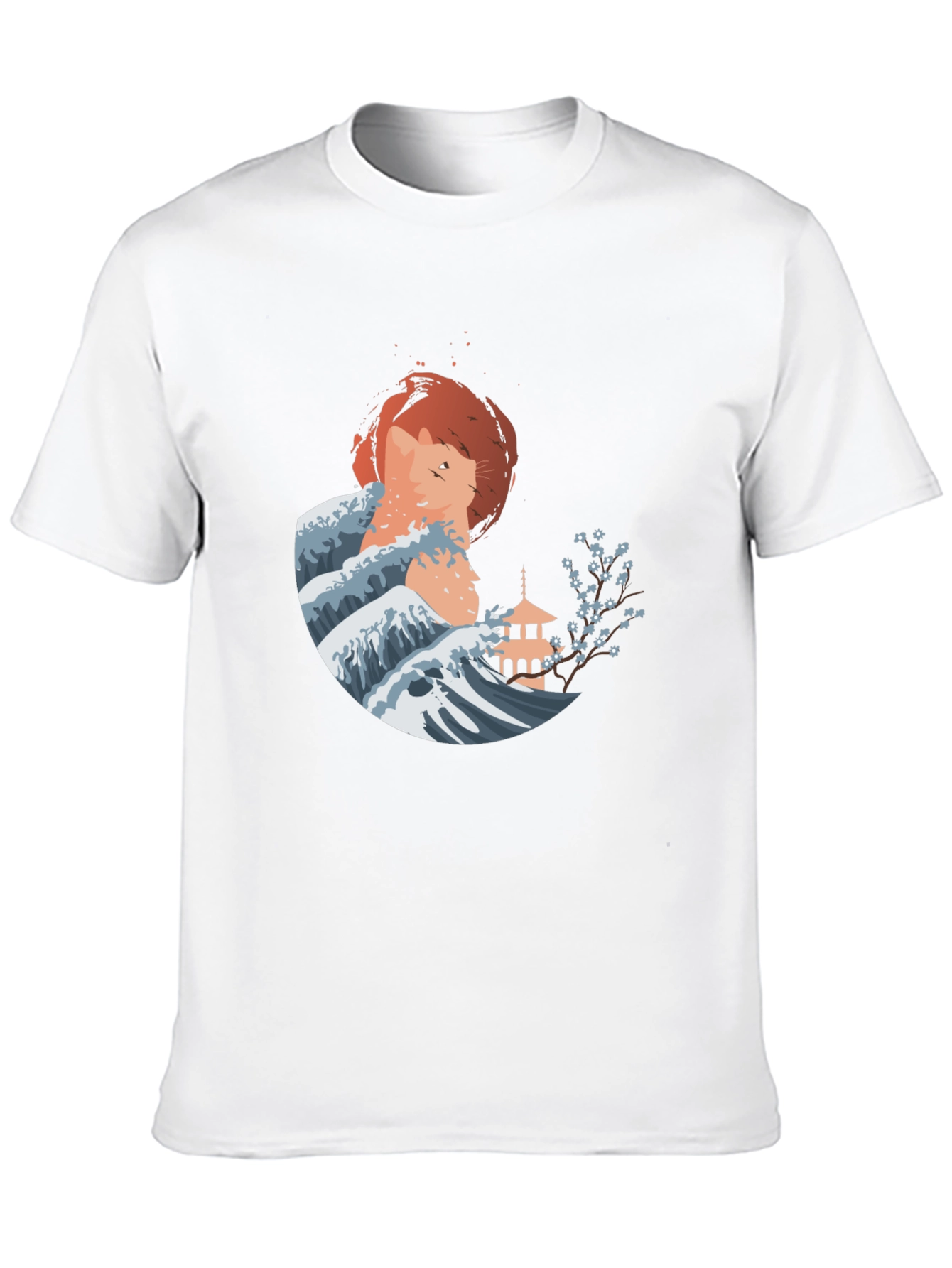 Japanese Wave Cat Graphic Tee