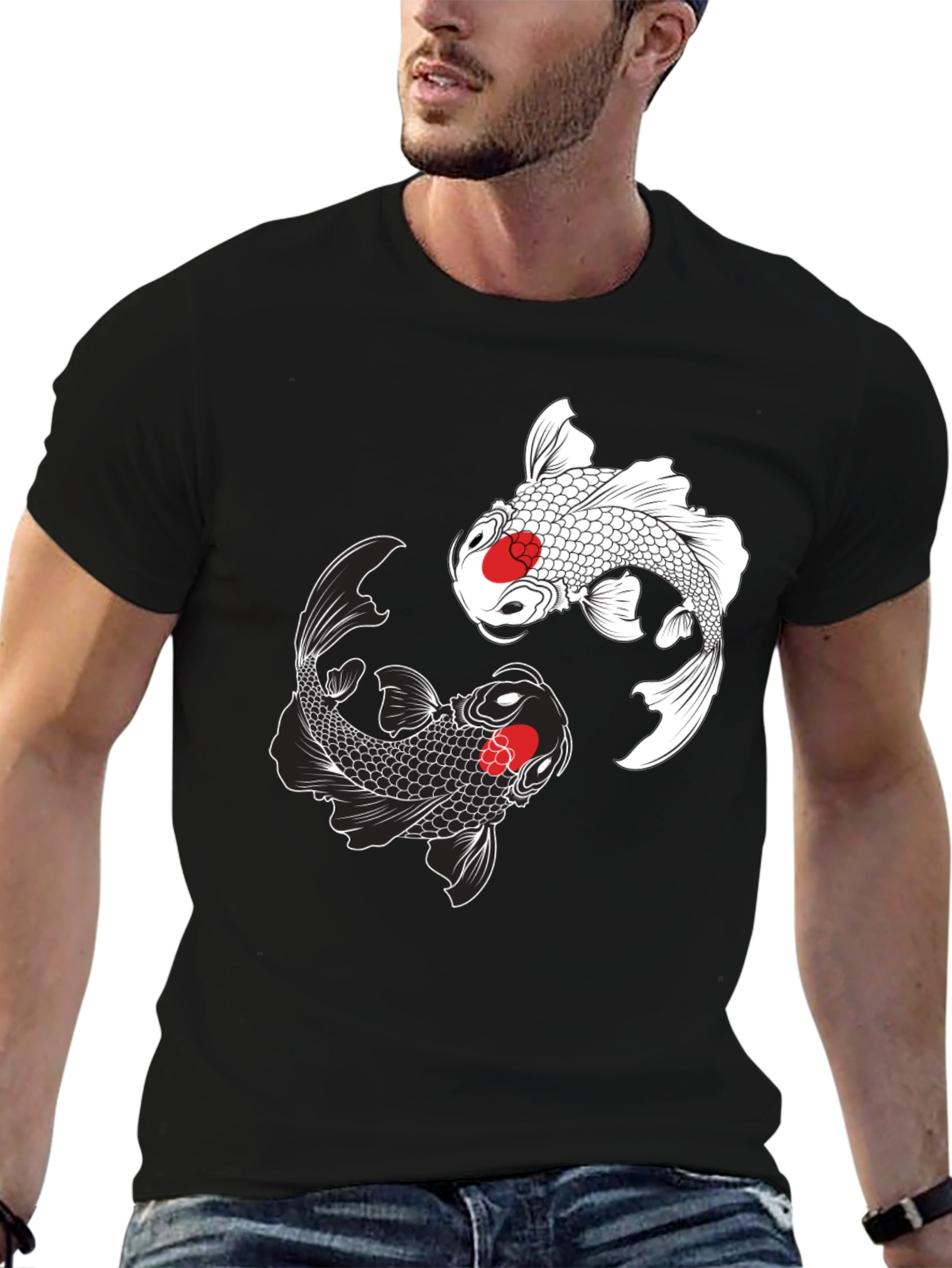 Koi Fish Yin Yang Graphic T-Shirt
