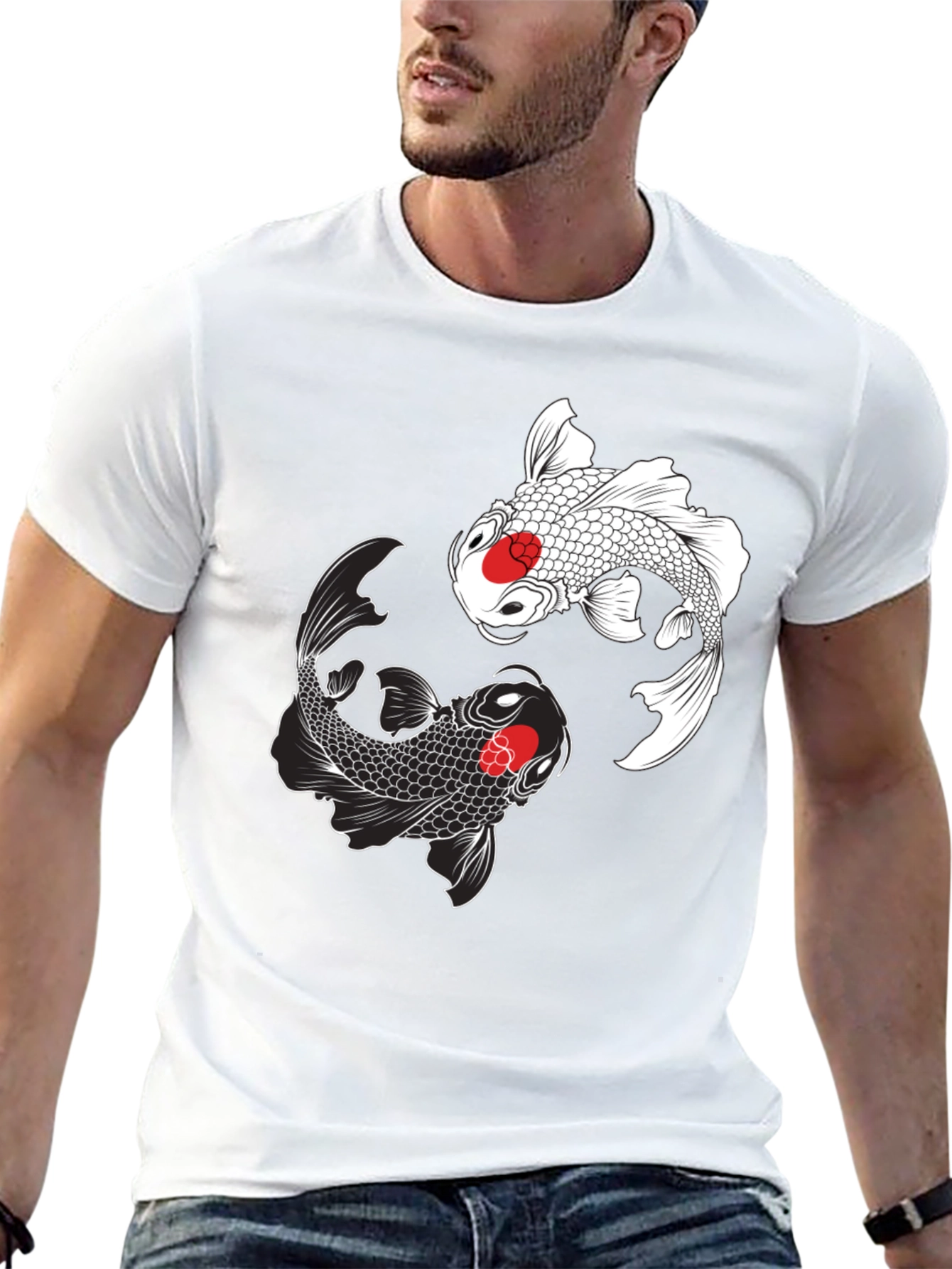 Koi Fish Yin Yang Graphic T-Shirt