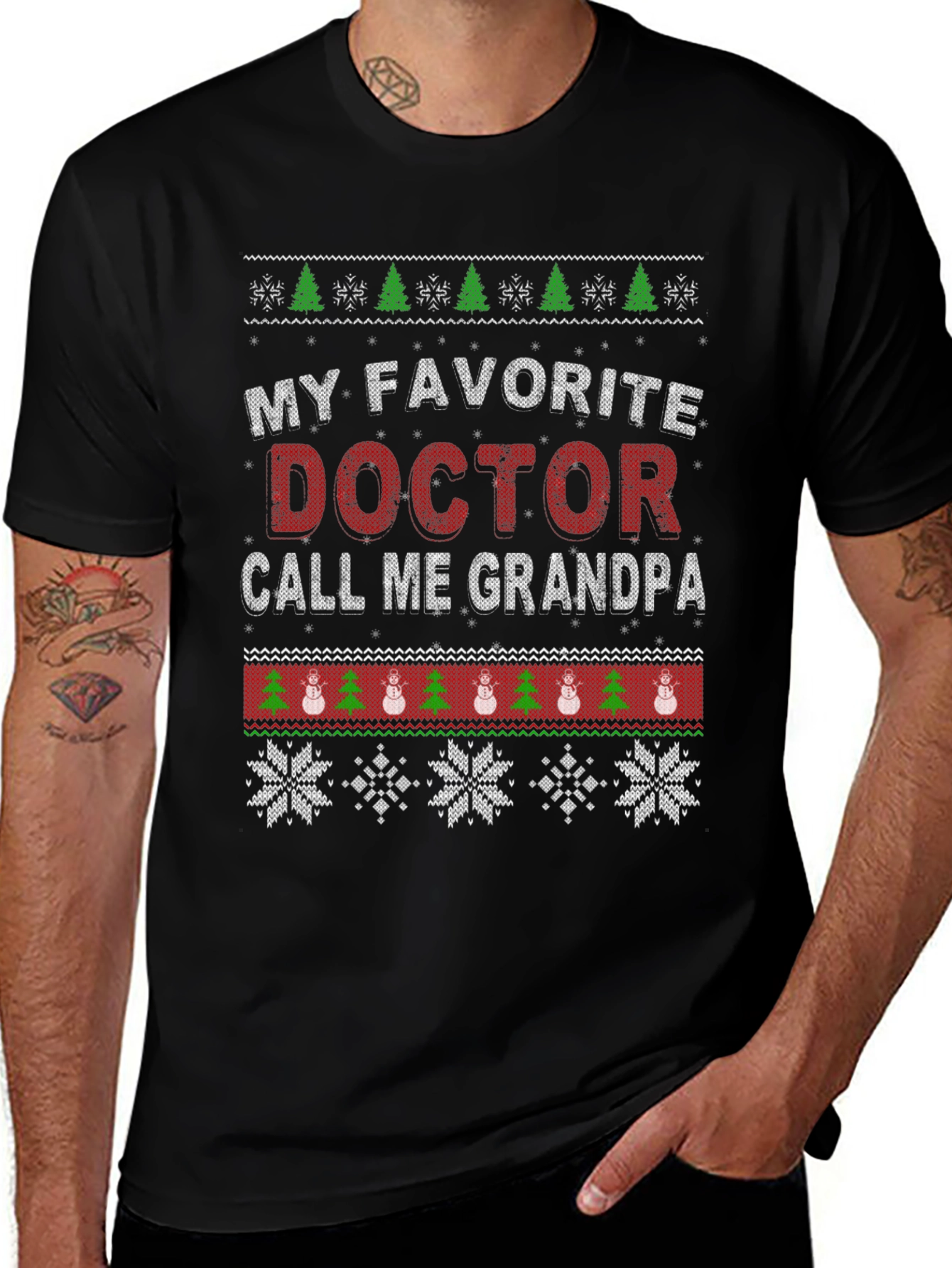 Doctor Grandpa Ugly Christmas T-Shirt
