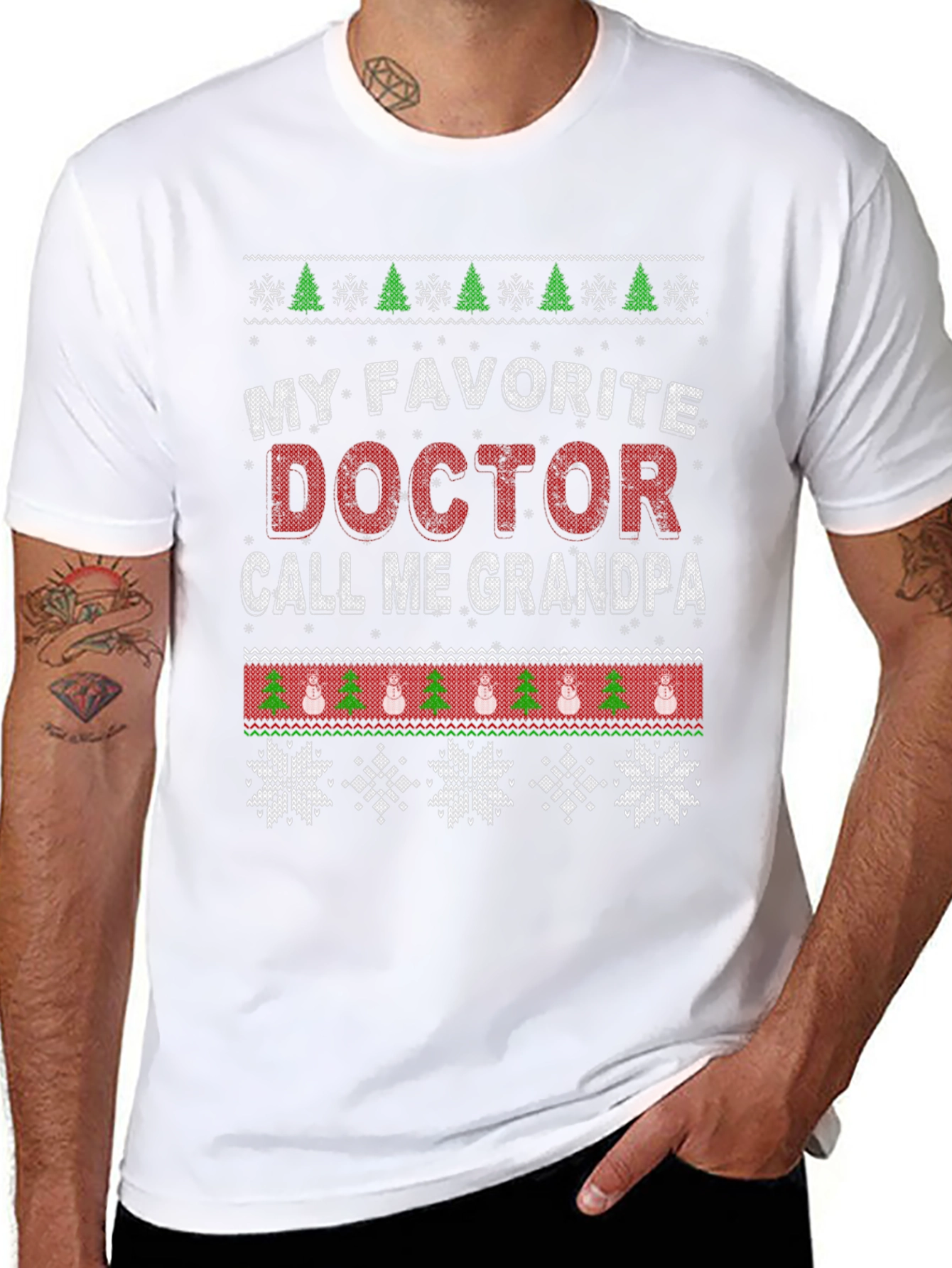 Doctor Grandpa Ugly Christmas T-Shirt
