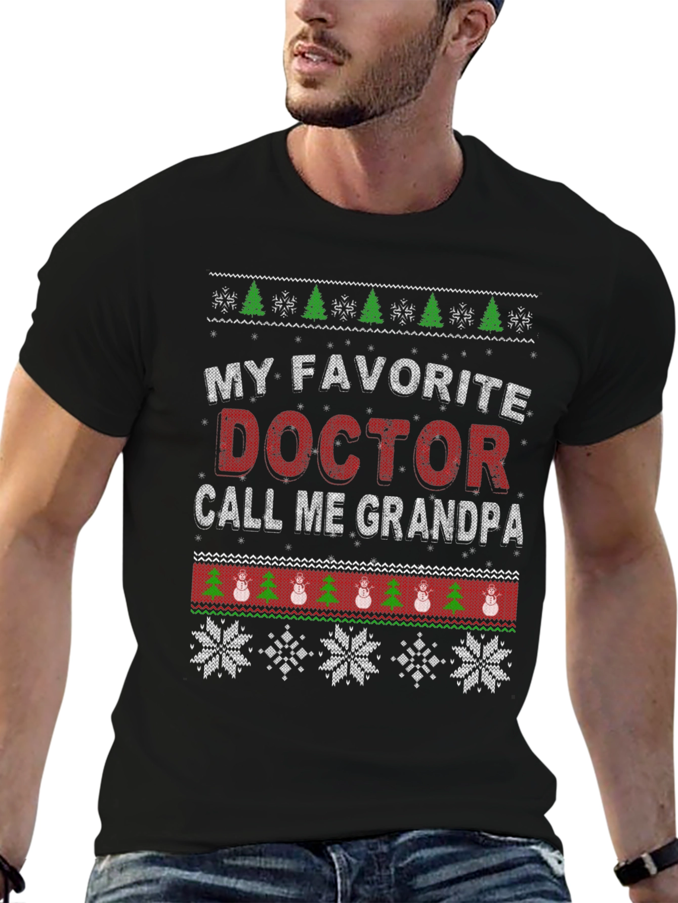 Doctor Grandpa Ugly Christmas T-Shirt