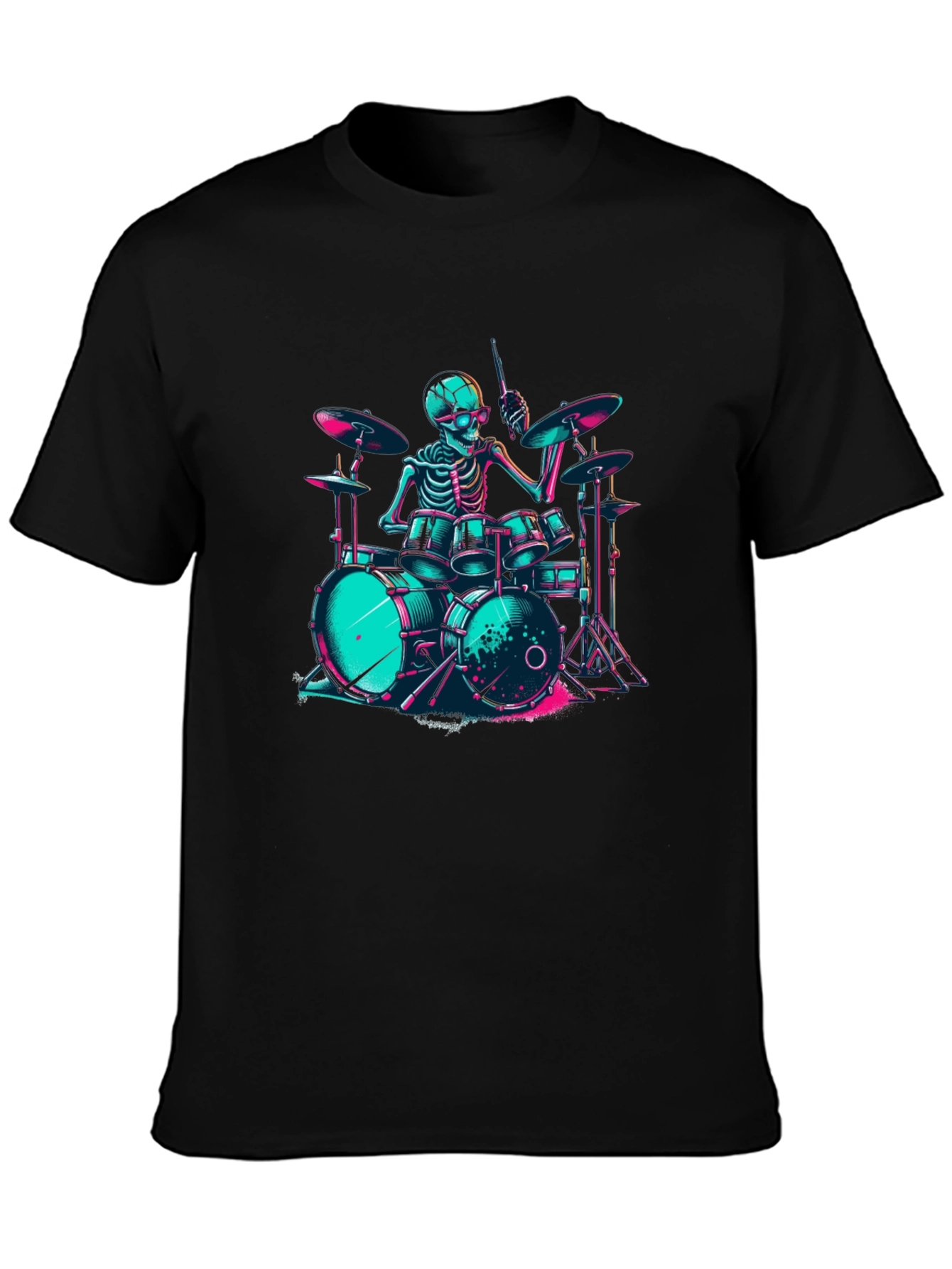 Skeleton Drummer Graphic T-Shirt