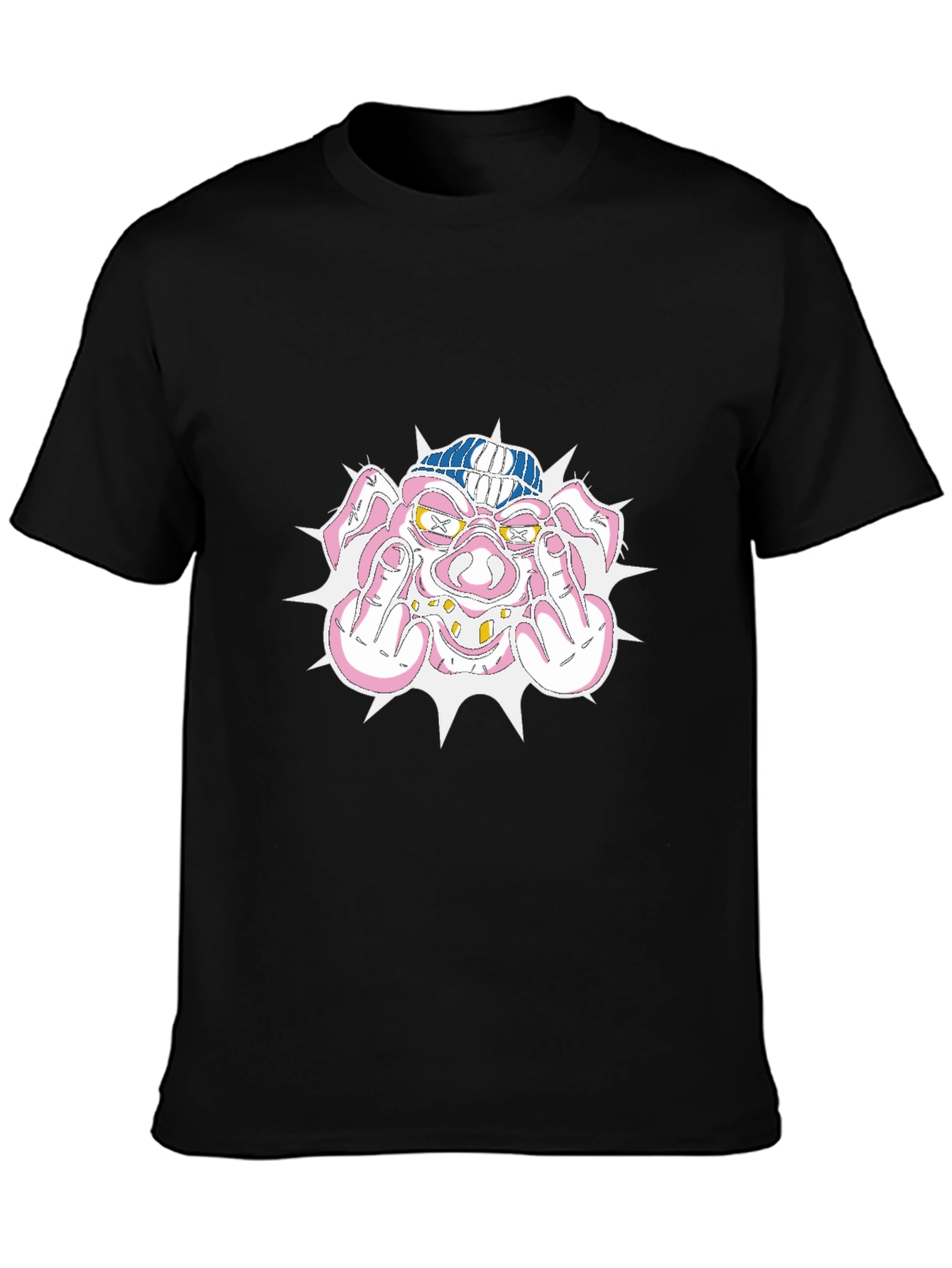 Pig Middle Finger Graphic Black T-Shirt