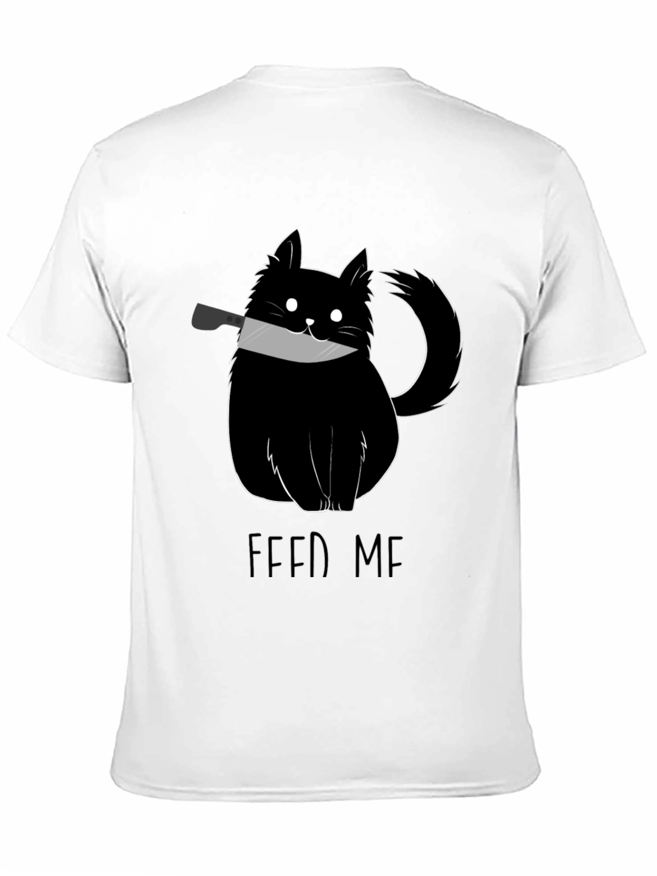 Feed Me Cat Knife Black T-Shirt