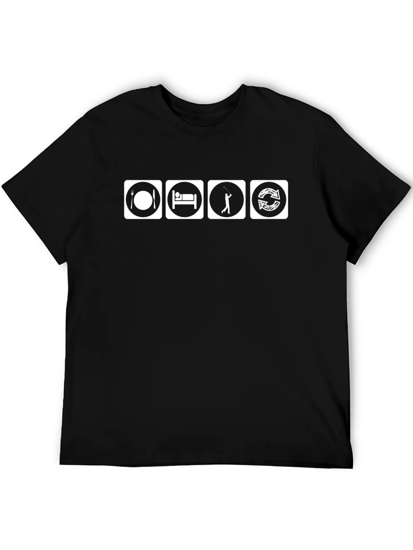 Eat Sleep Golf Repeat Black T-Shirt