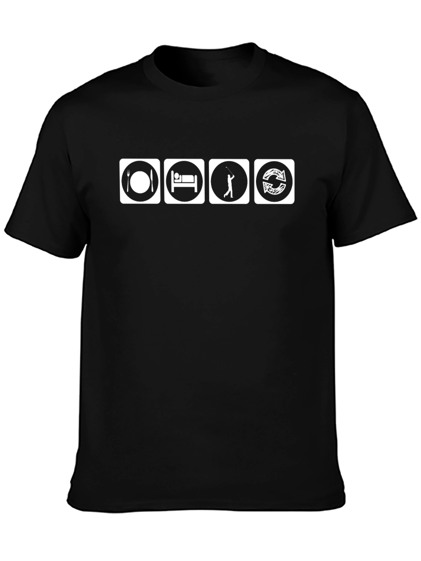 Eat Sleep Golf Repeat Black T-Shirt
