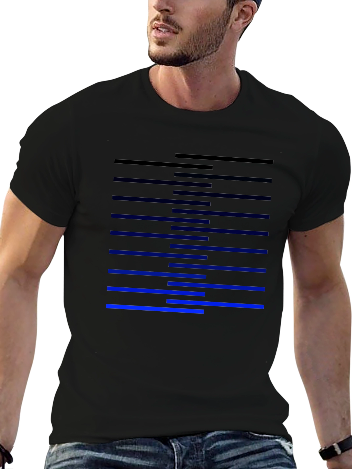Modern Stripe Design Black T-Shirt