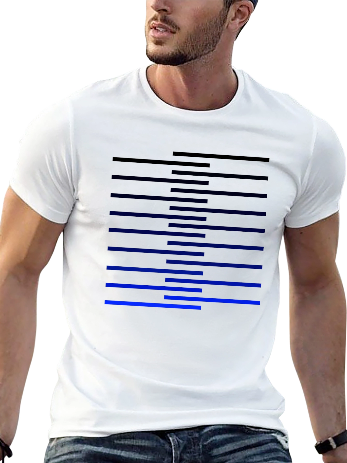 Modern Stripe Design Black T-Shirt