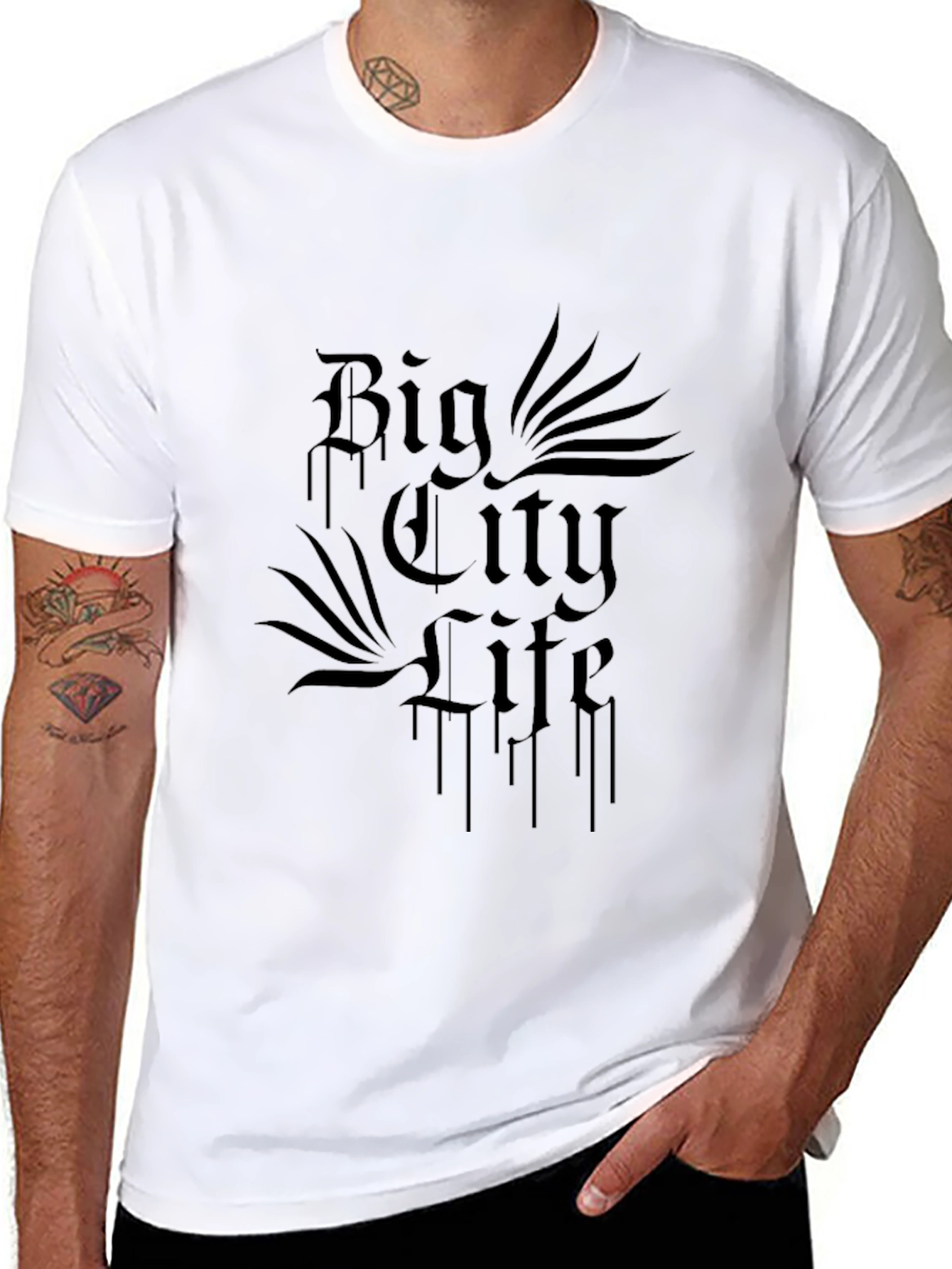 Mens Black Big City Life Graphic Tee