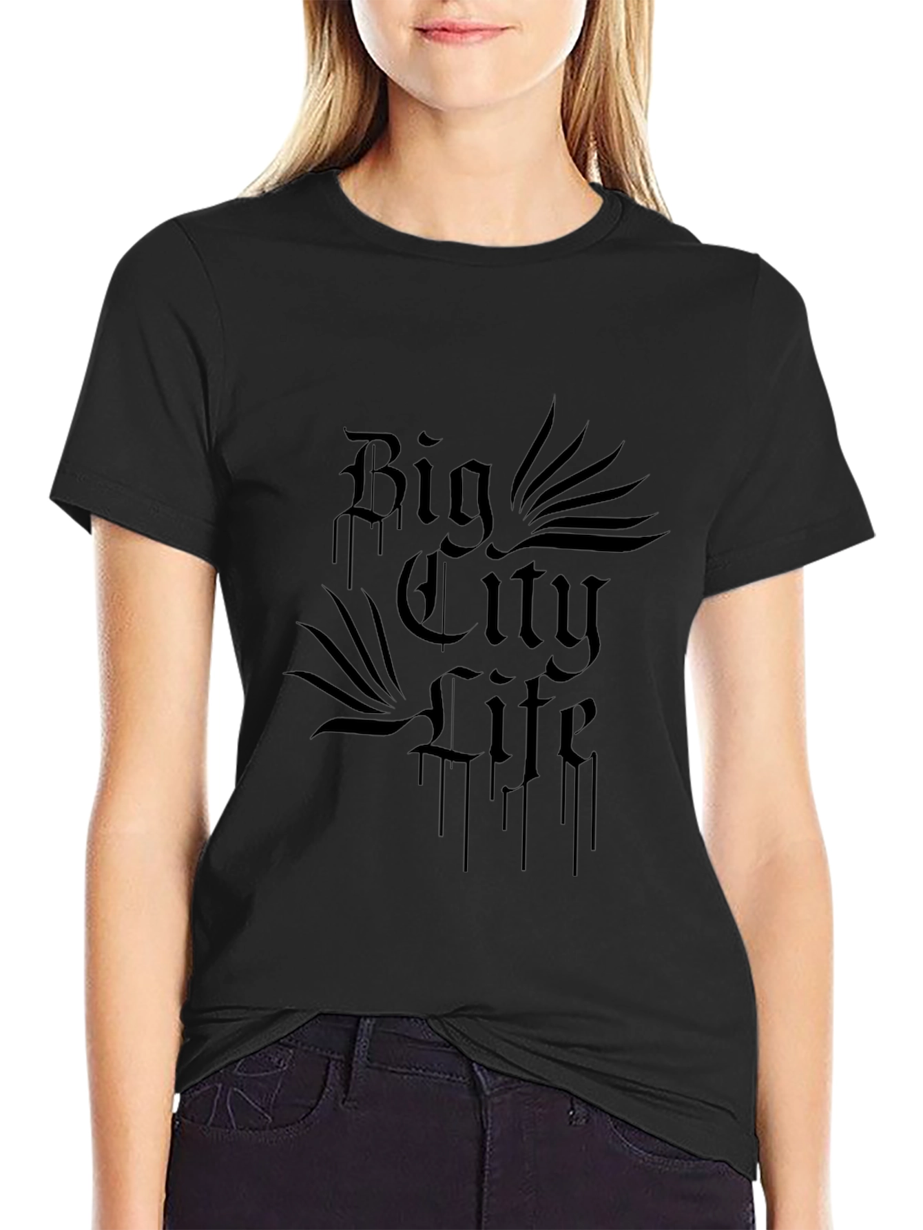 Mens Black Big City Life Graphic Tee