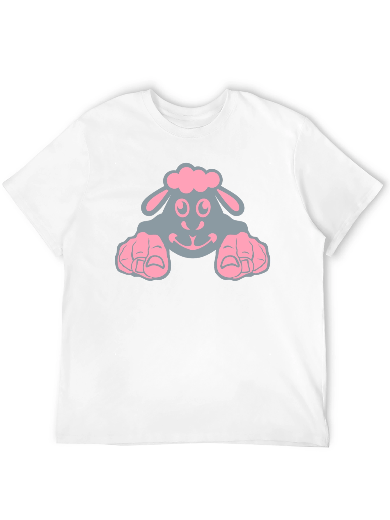 Cute Sheep Graphic Tee - Black Cotton T-Shirt