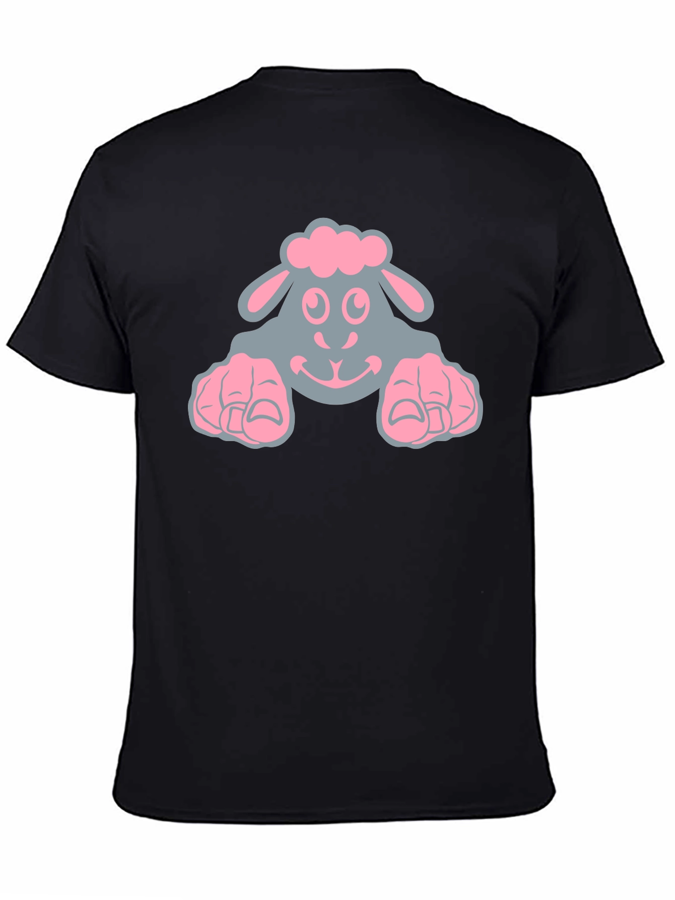 Cute Sheep Graphic Tee - Black Cotton T-Shirt