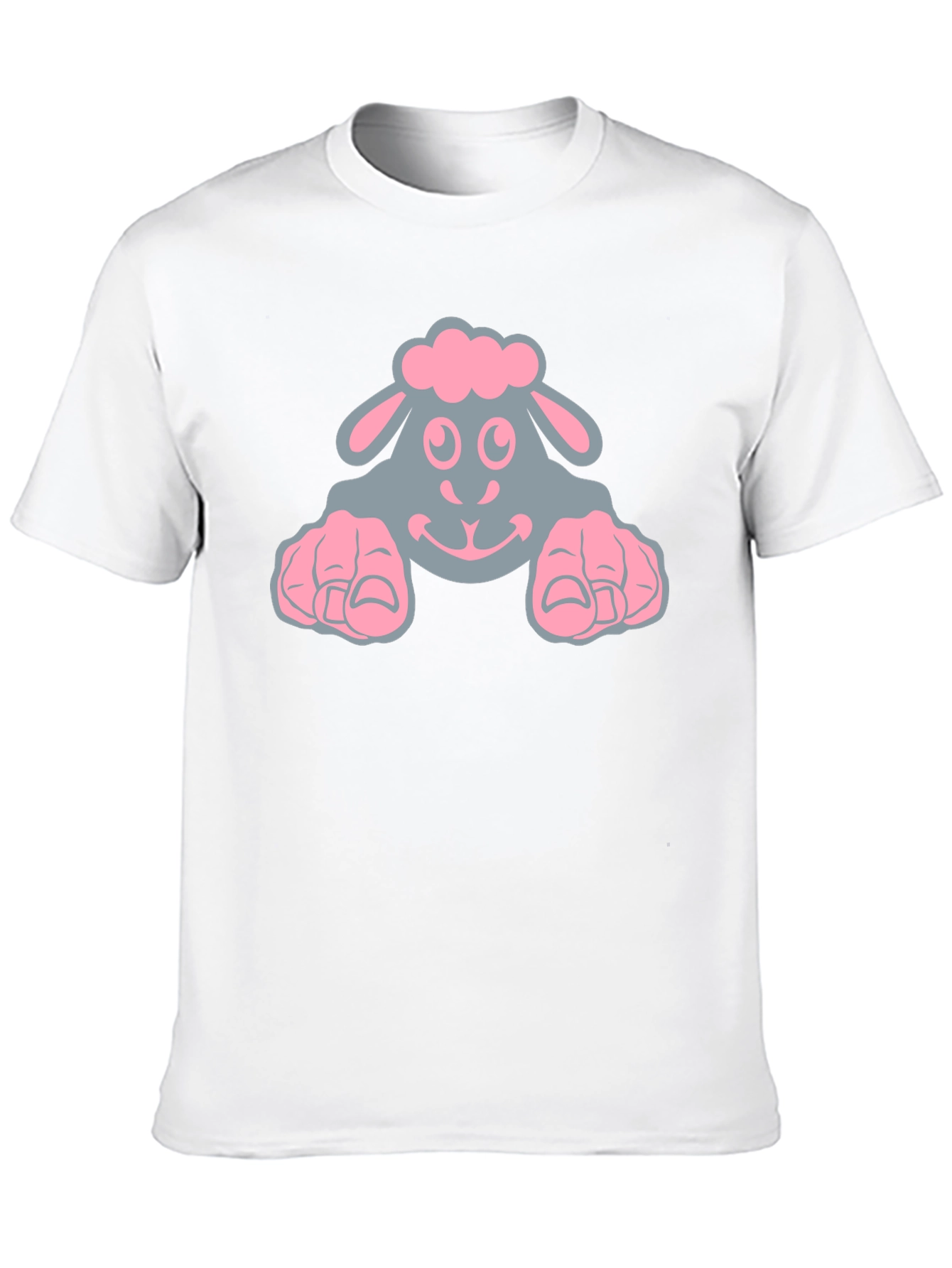Cute Sheep Graphic Tee - Black Cotton T-Shirt