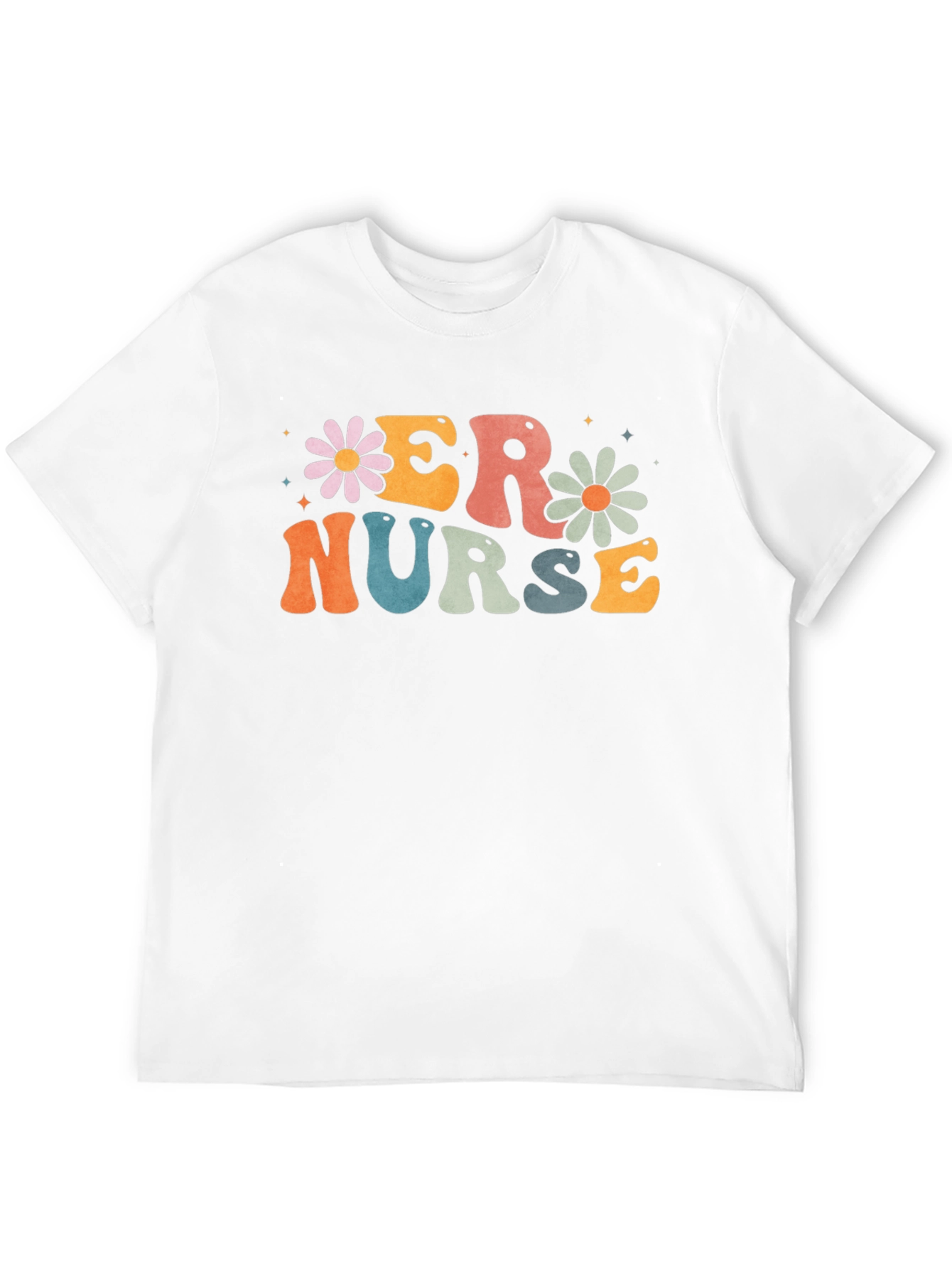 ER Nurse T-Shirt - Retro Floral Design