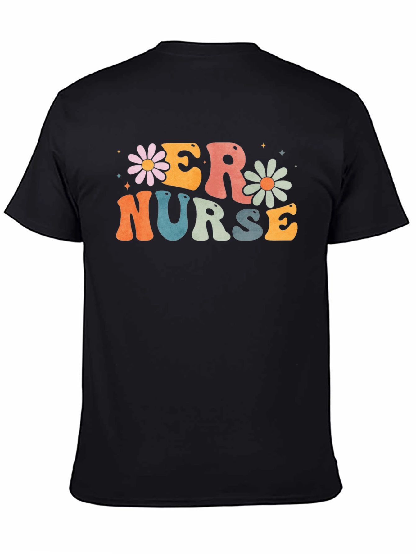 ER Nurse T-Shirt - Retro Floral Design