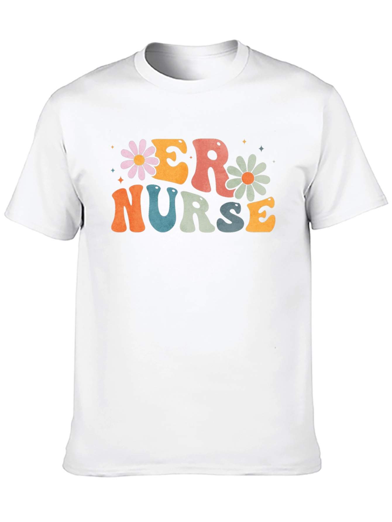 ER Nurse T-Shirt - Retro Floral Design