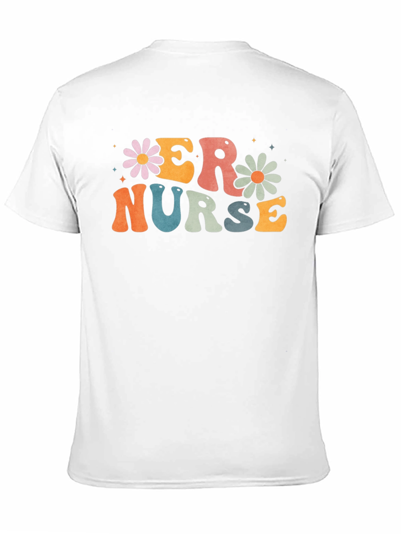 ER Nurse T-Shirt - Retro Floral Design