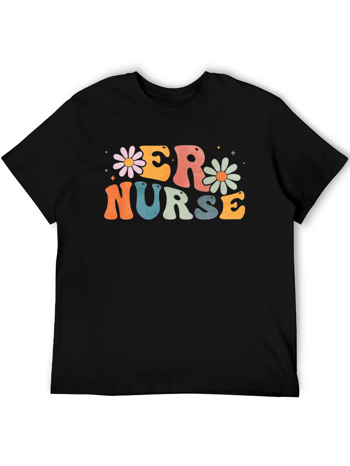 ER Nurse T-Shirt - Retro Floral Design