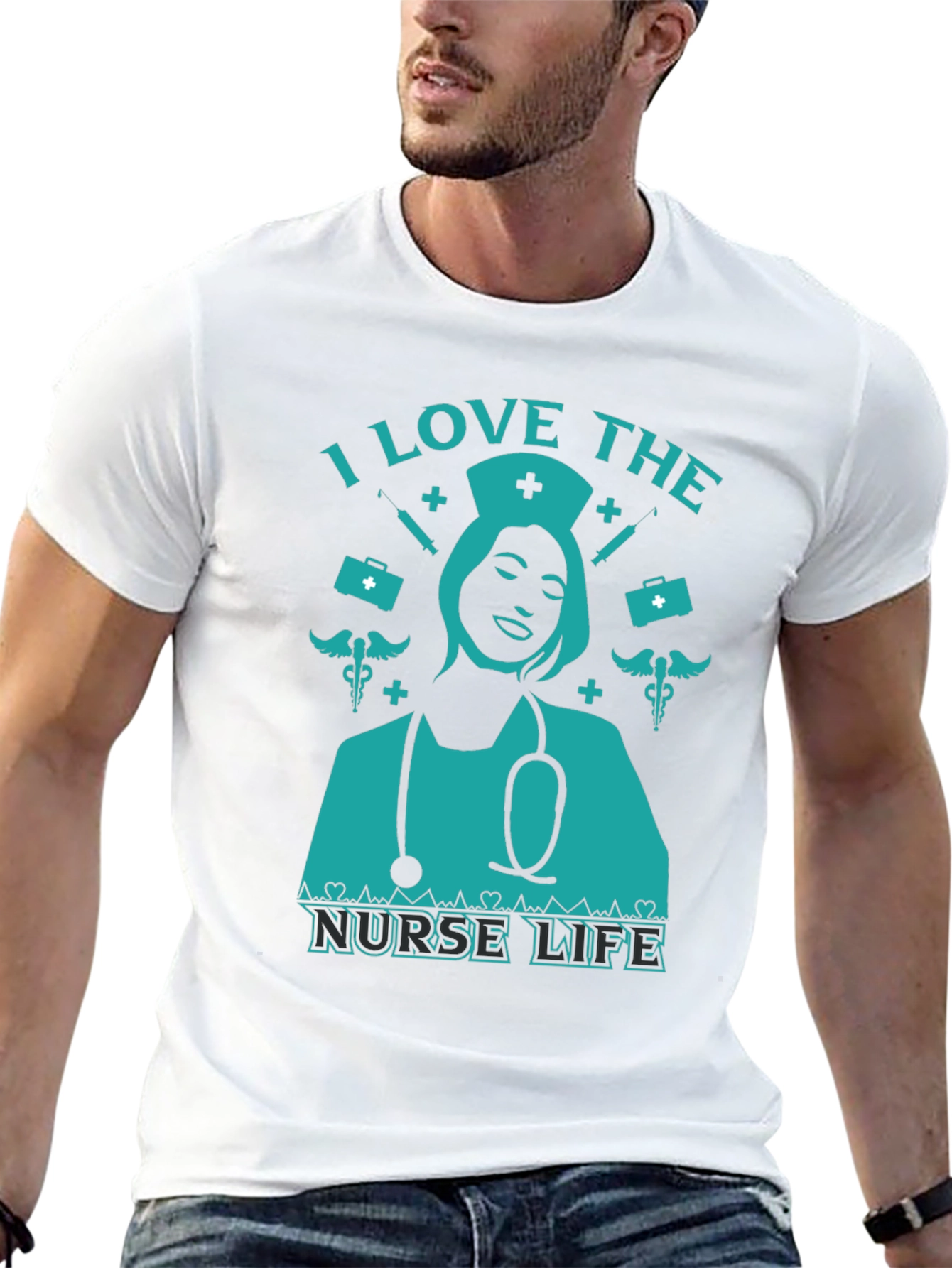 I Love The Nurse Life T-Shirt - Black