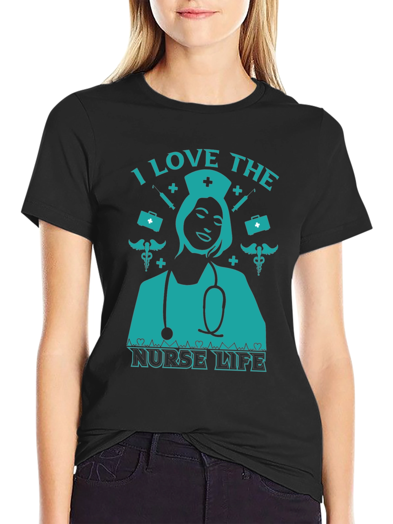 I Love The Nurse Life T-Shirt - Black