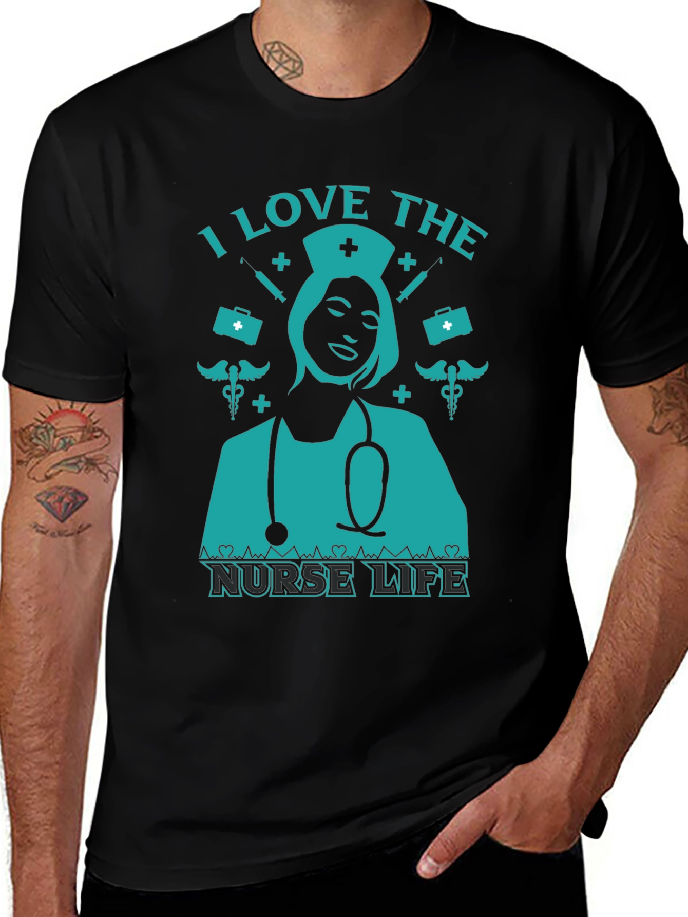 I Love The Nurse Life T-Shirt - Black