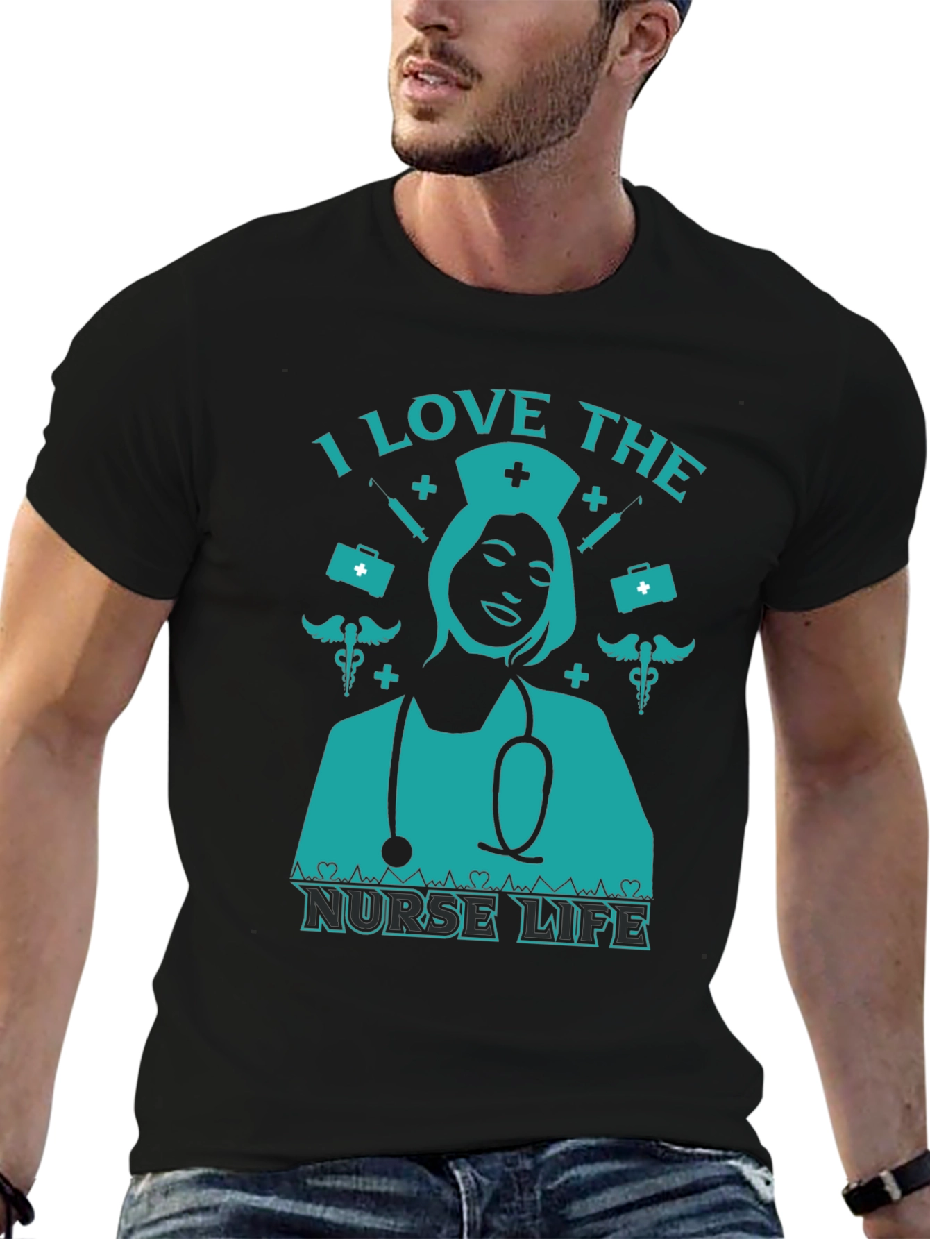 I Love The Nurse Life T-Shirt - Black
