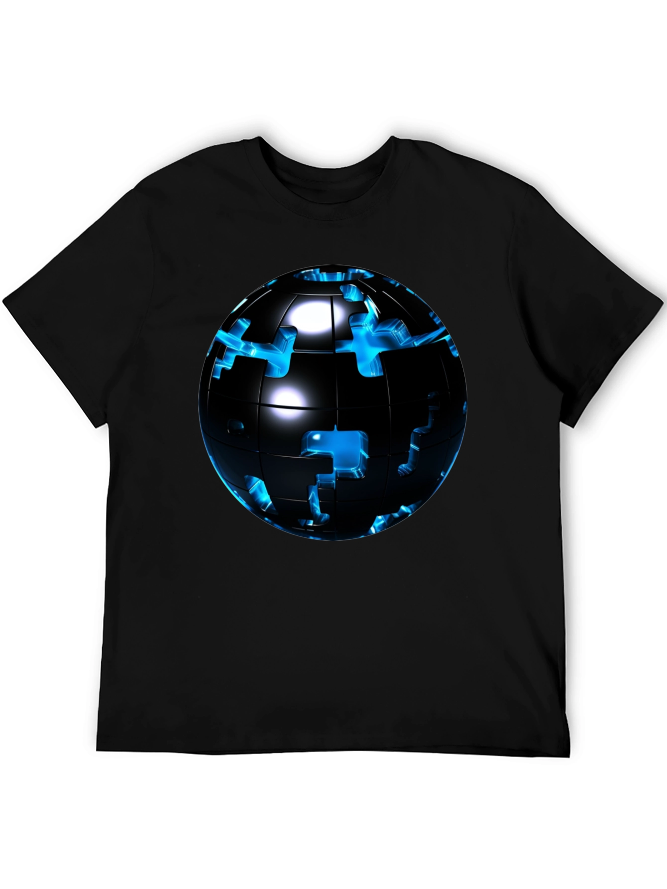 Puzzle Globe Mens Graphic Tee - Black