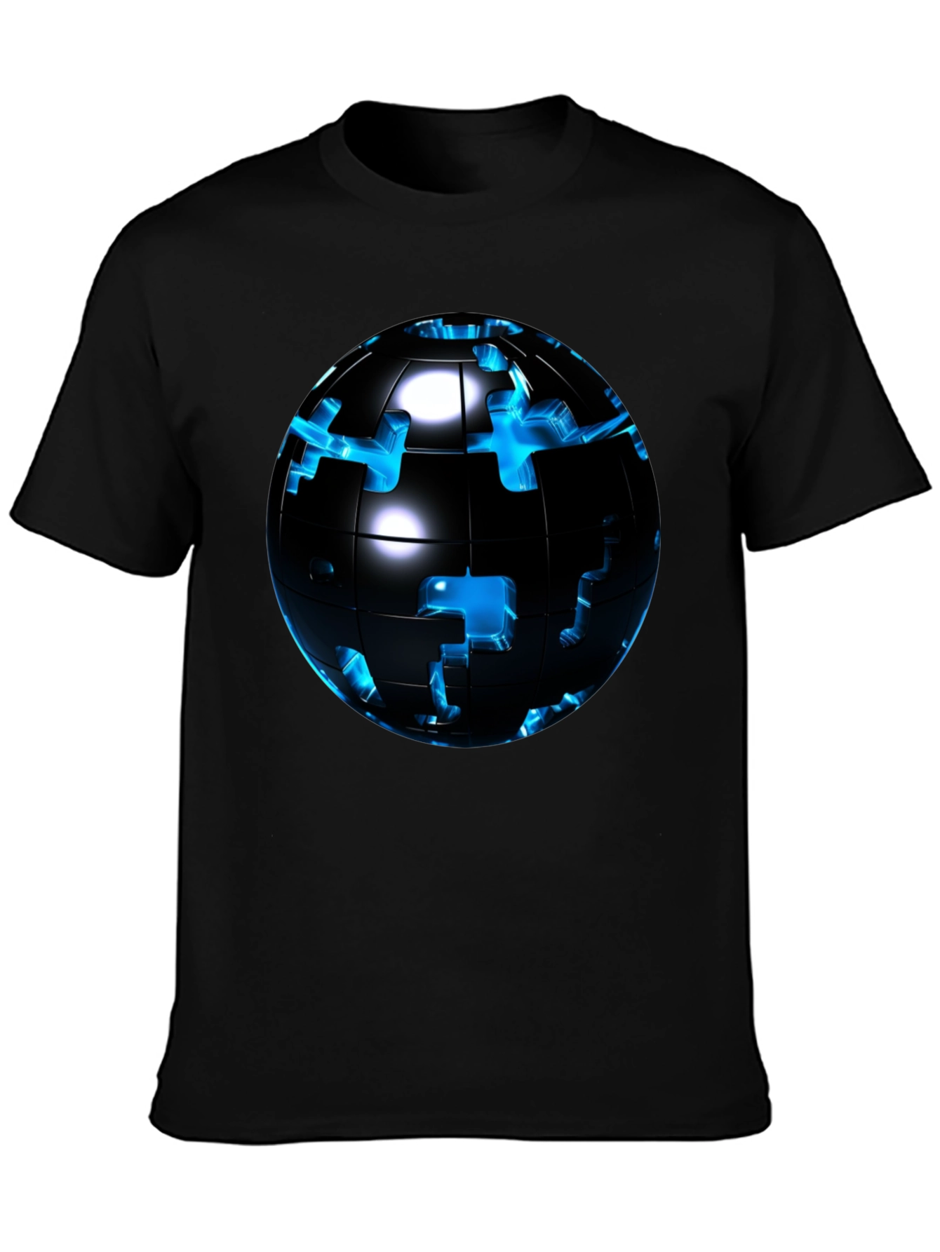 Puzzle Globe Mens Graphic Tee - Black