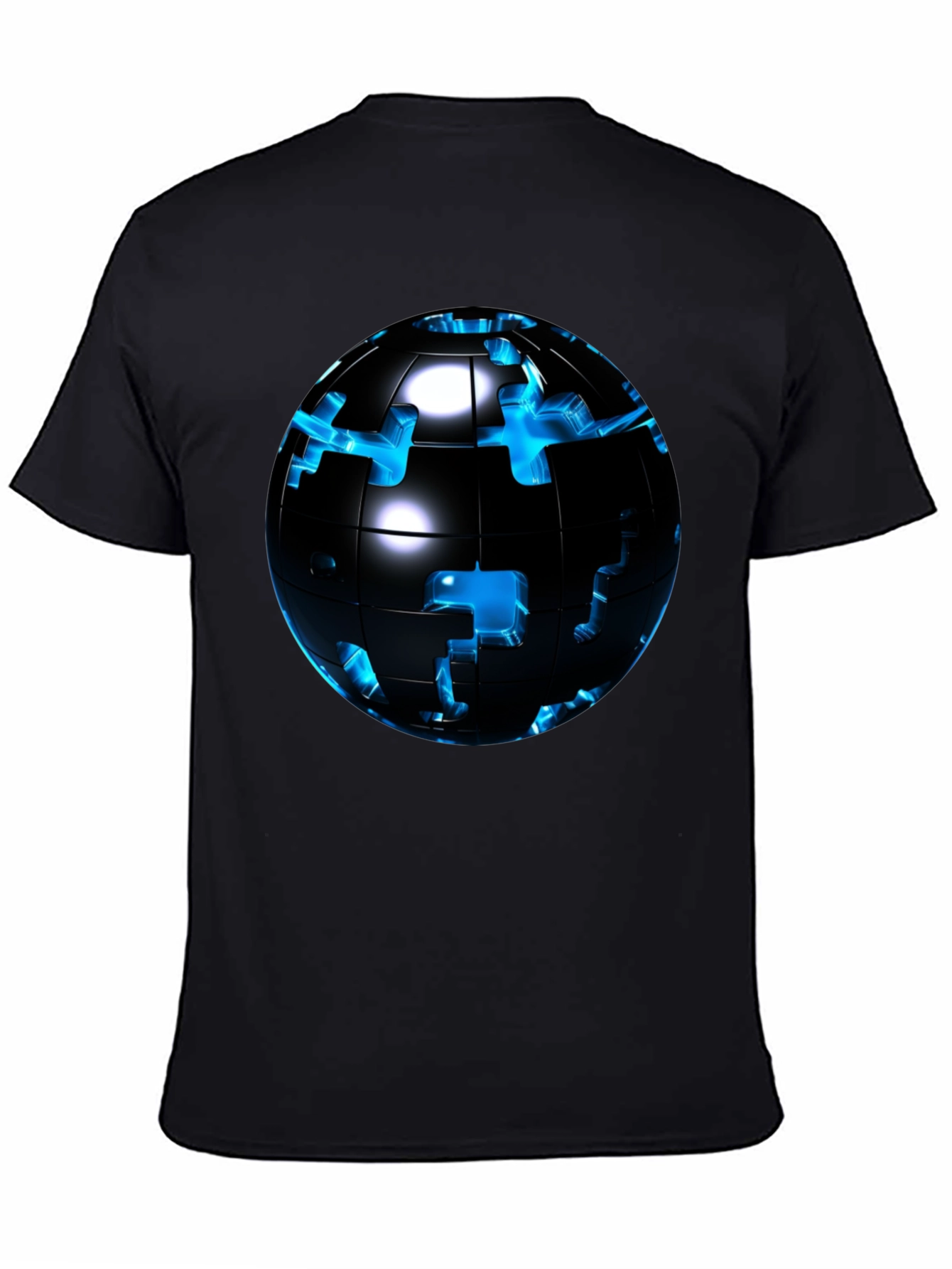 Puzzle Globe Mens Graphic Tee - Black