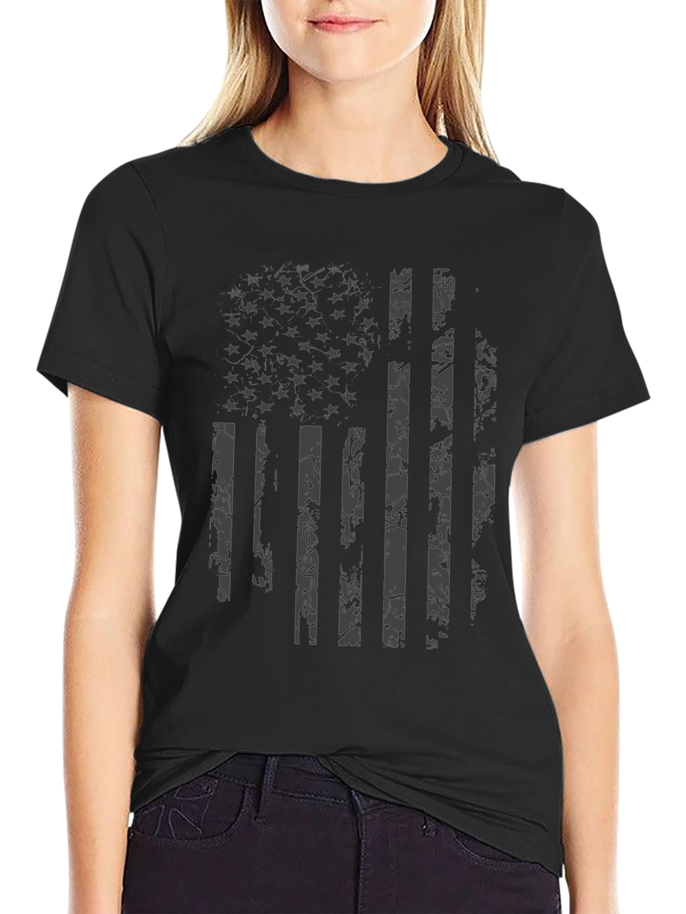Distressed American Flag Graphic T-Shirt