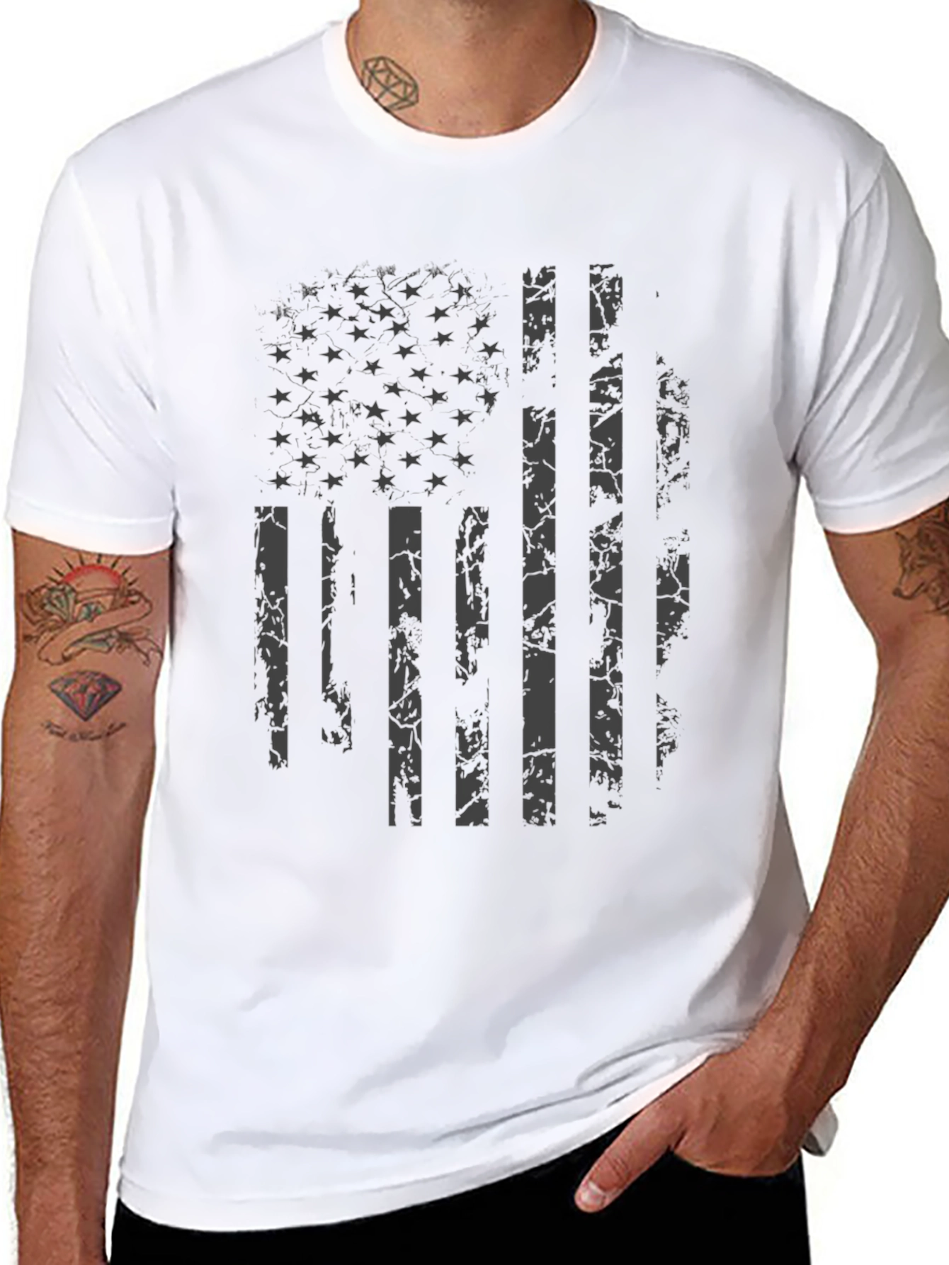 Distressed American Flag Graphic T-Shirt