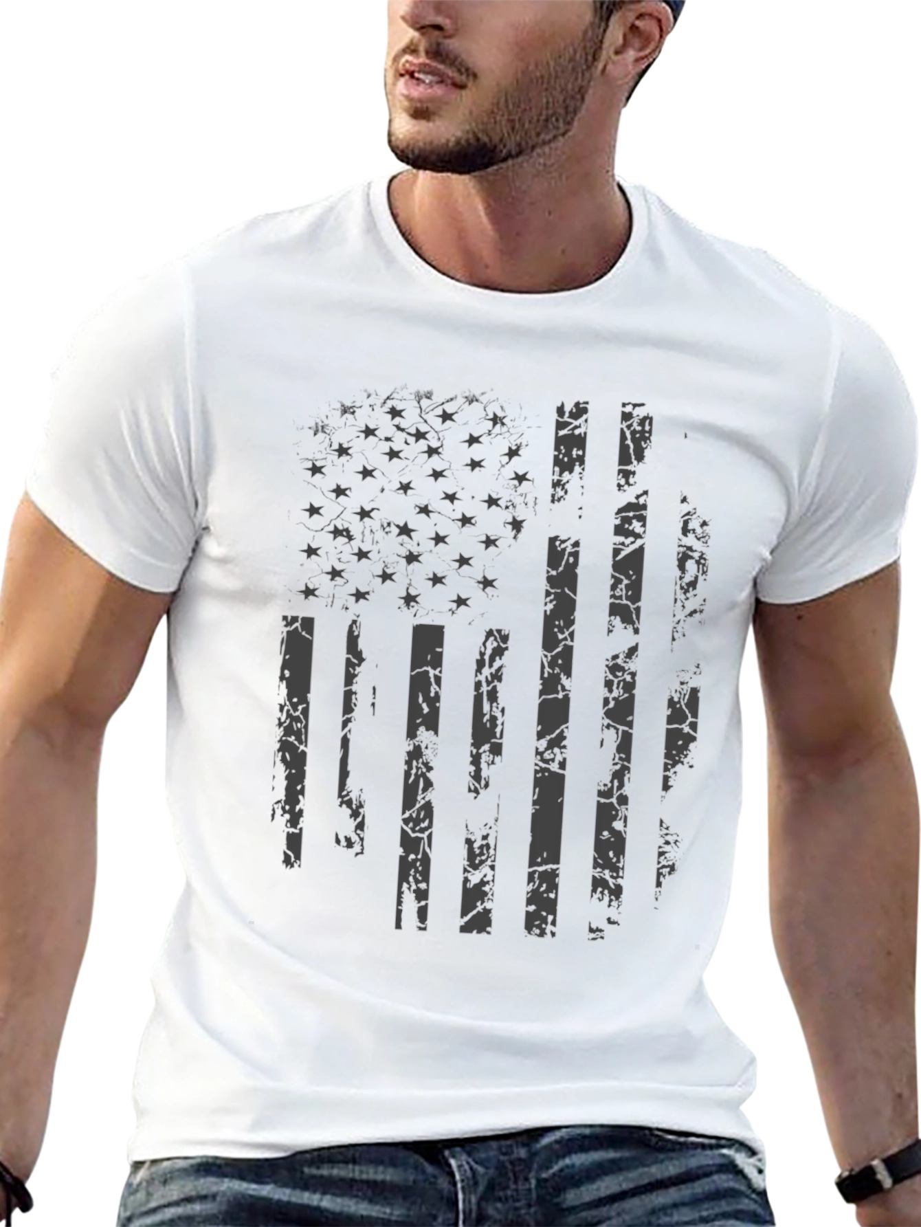 Distressed American Flag Graphic T-Shirt