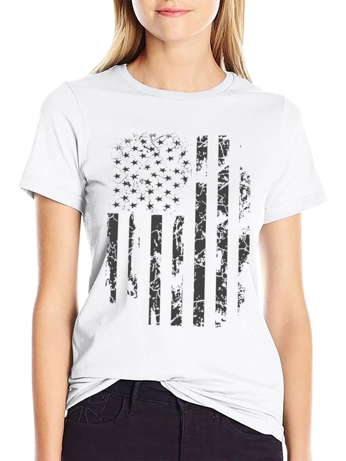 Distressed American Flag Graphic T-Shirt